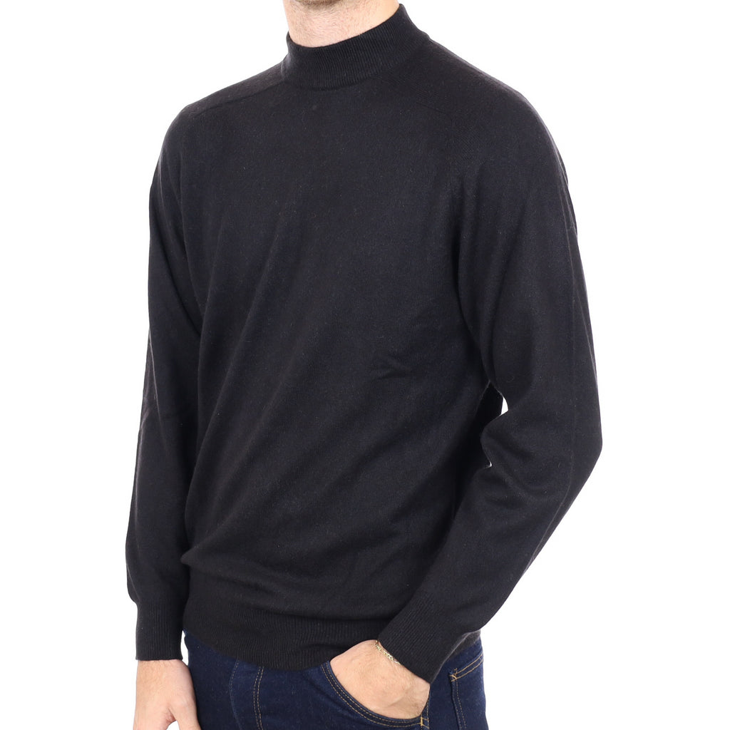 Men's Black Cashmere Turtle Neck Jumper Large