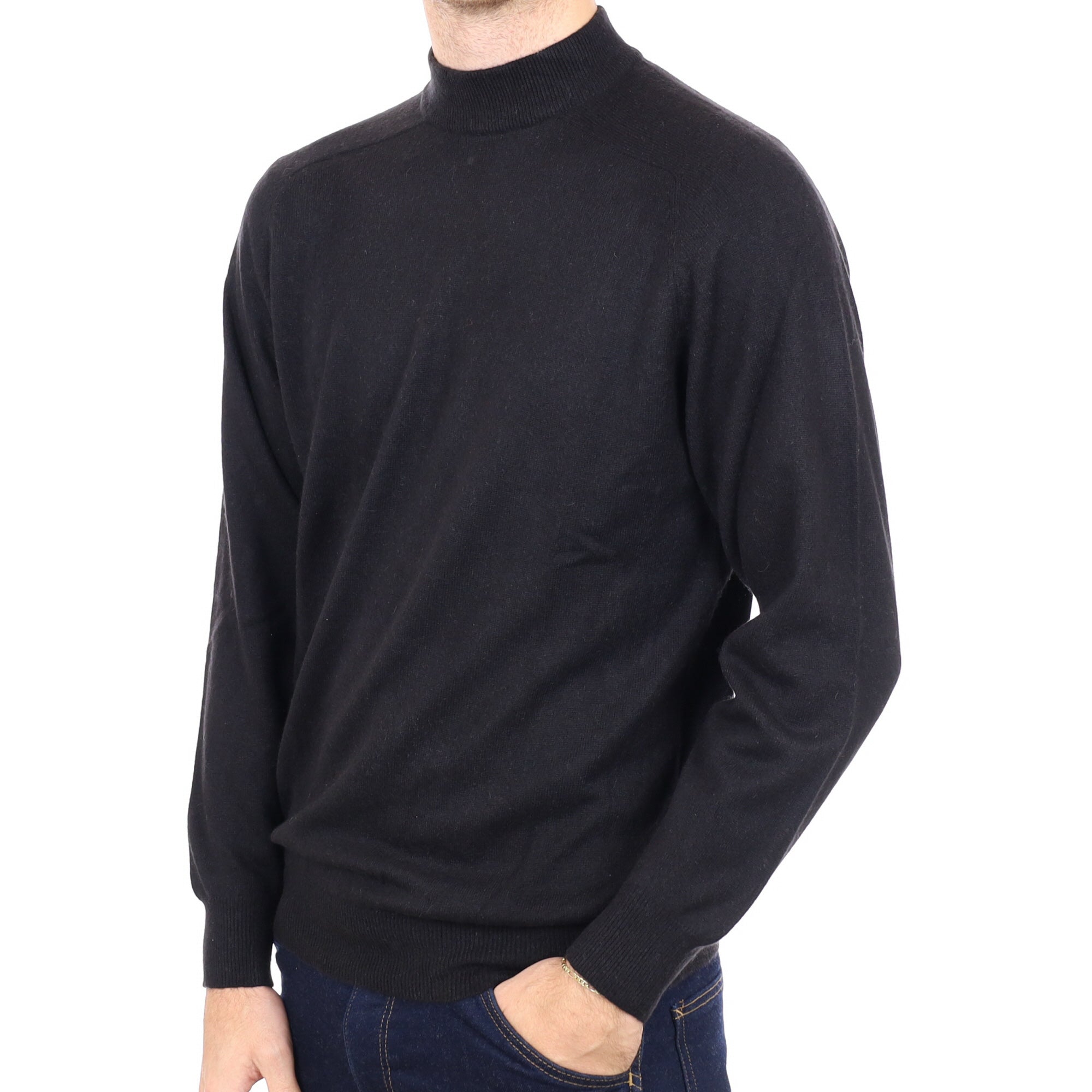 Men's Black Cashmere Turtle Neck Jumper Large