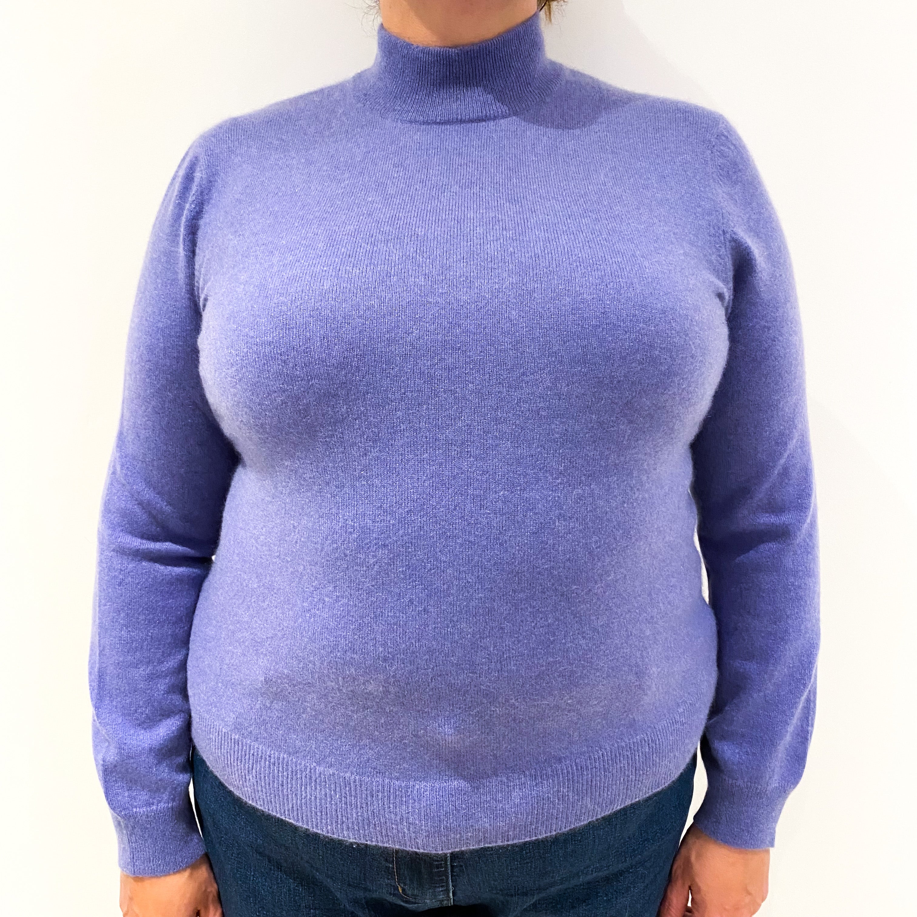 Lavender Purple Cashmere Turtle Neck Jumper Extra Large