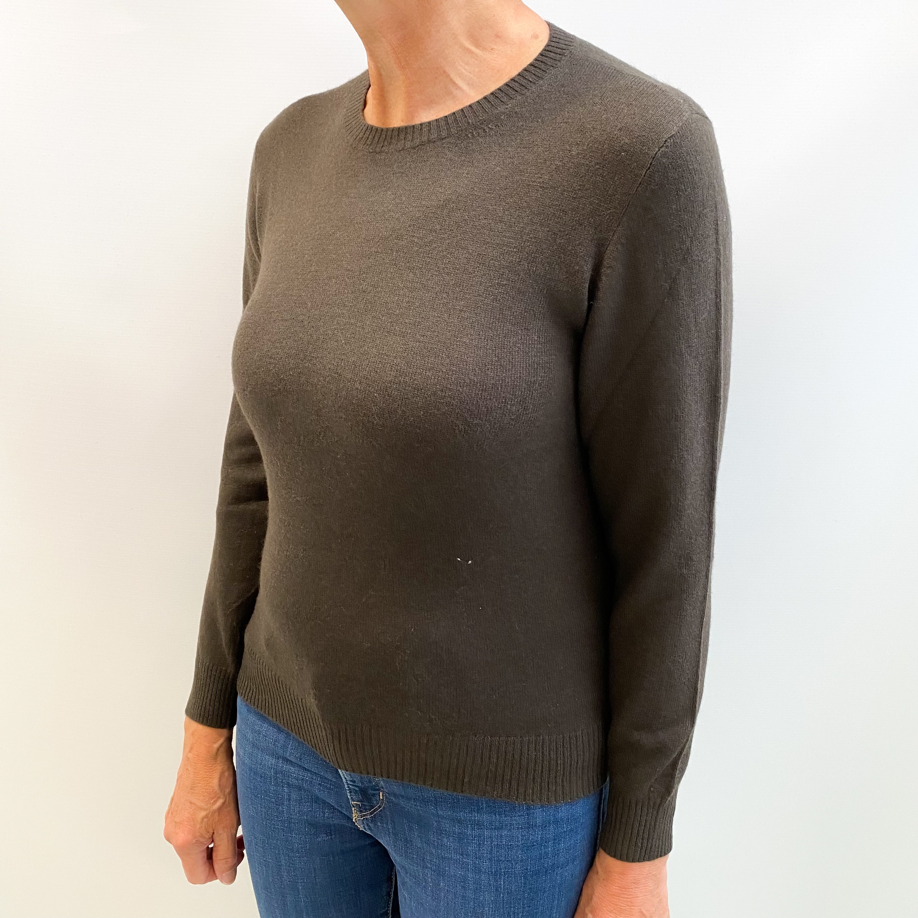 Peppercorn Brown Cashmere Crew Neck Jumper Medium