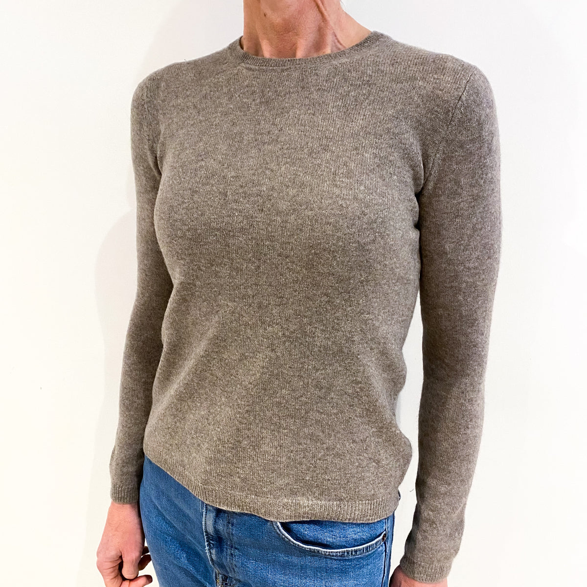 Donkey Brown Cashmere Crew Neck Jumper Small