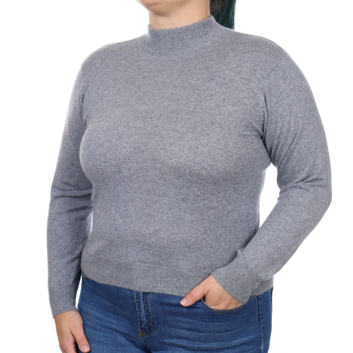 Ash Grey Cashmere Turtle Neck Jumper Large