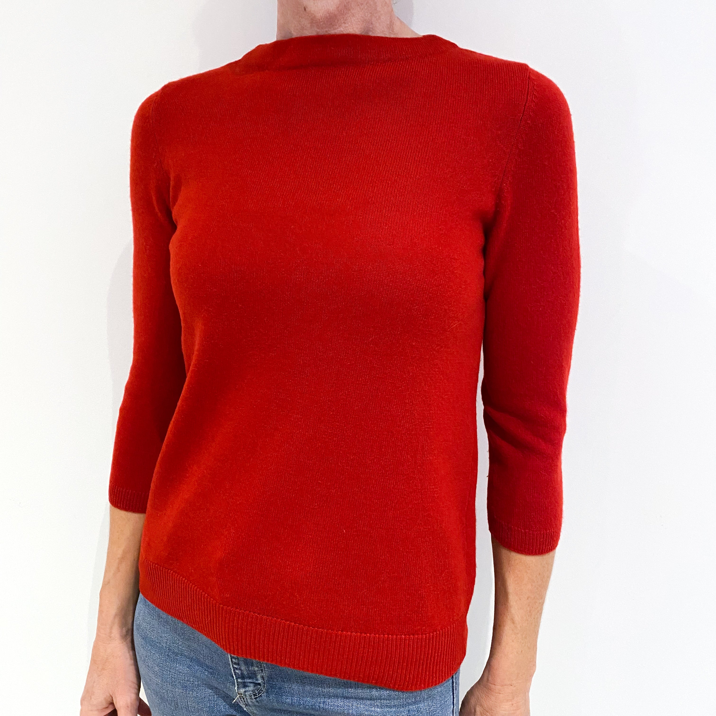 Post Box Red Cashmere Polo Neck Jumper Small