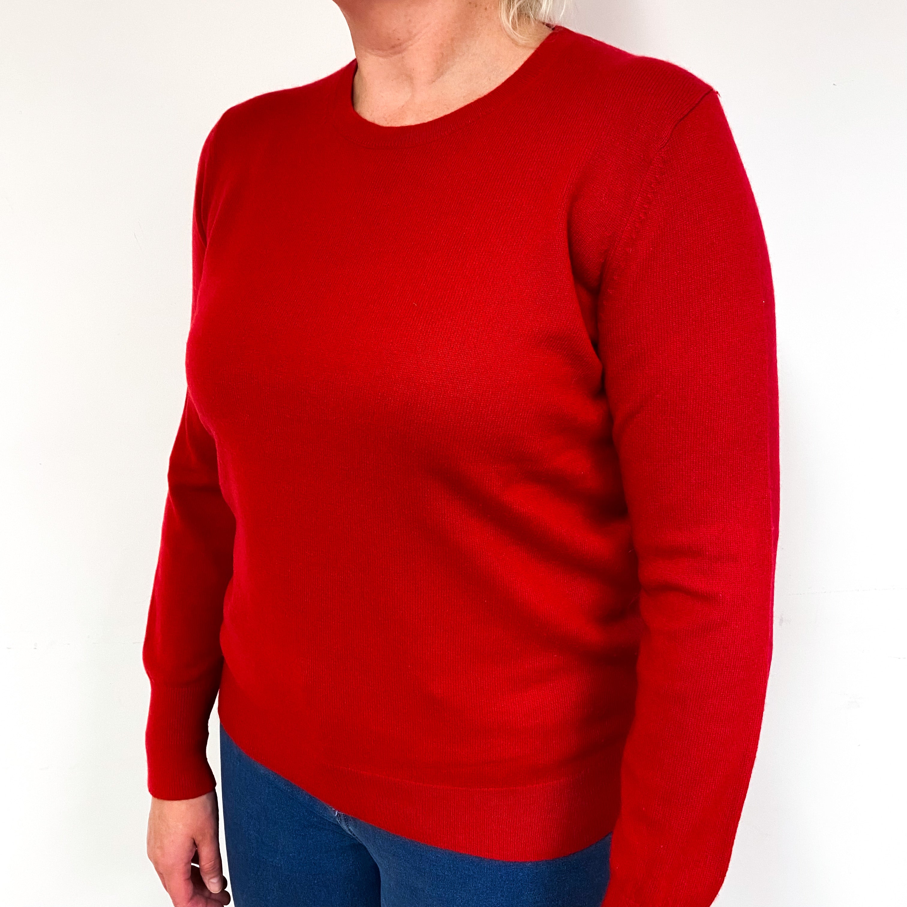 Berry Red Cashmere Crew Neck Jumper Large