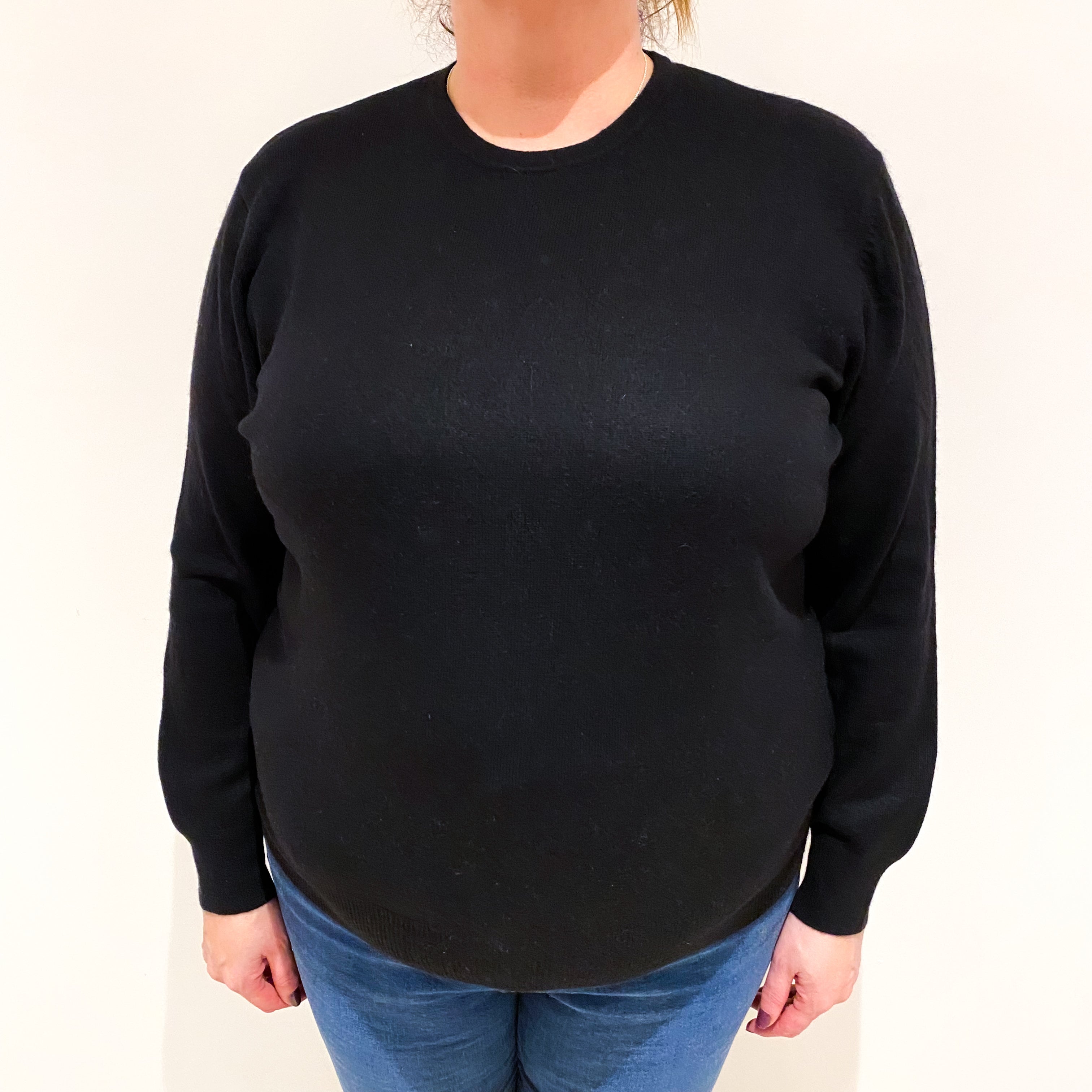 Black Cashmere Crew Neck Jumper Extra Large