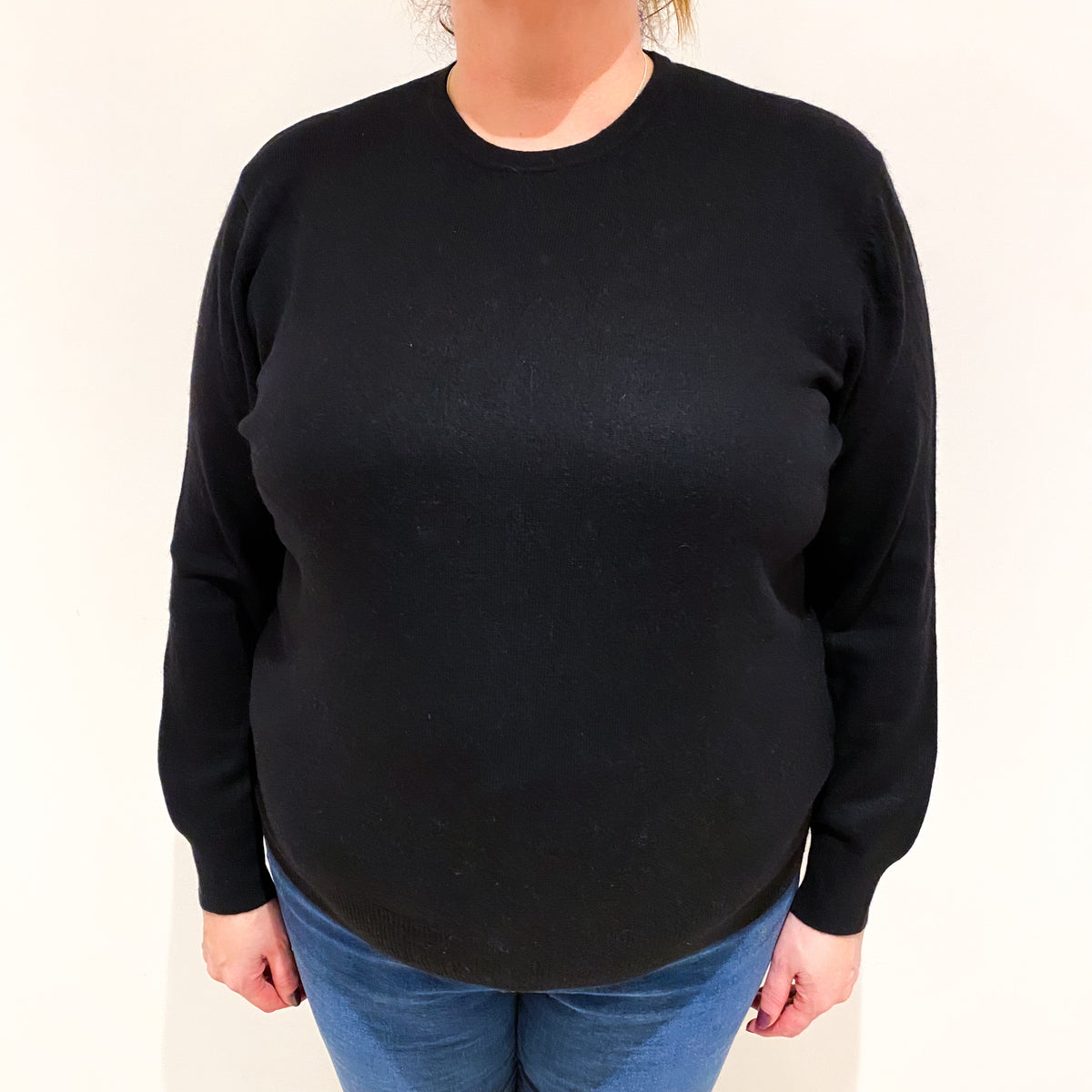 Black Cashmere Crew Neck Jumper Extra Large