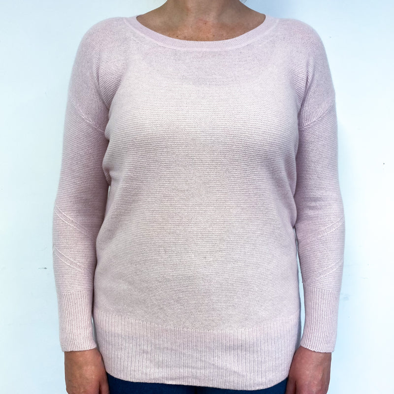 Carnation Pink Lightweight Cashmere Crew Neck Jumper Large
