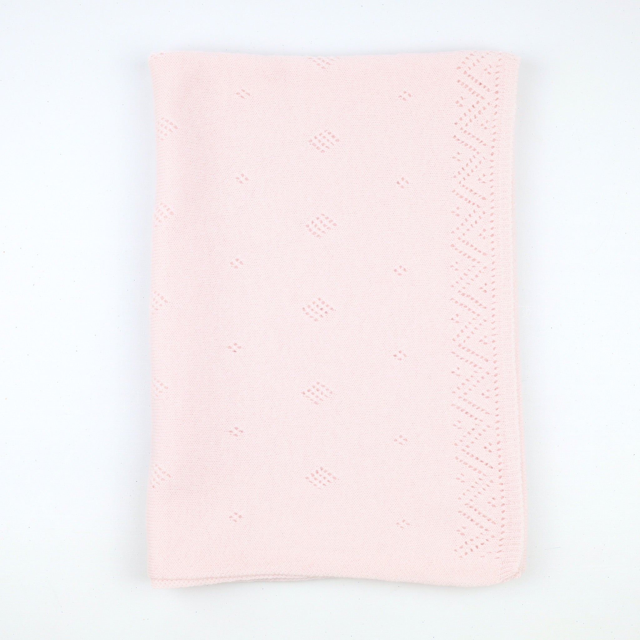 Brand New Scottish Baby Pink Pointelle Knitted Cashmere Baby Shawl