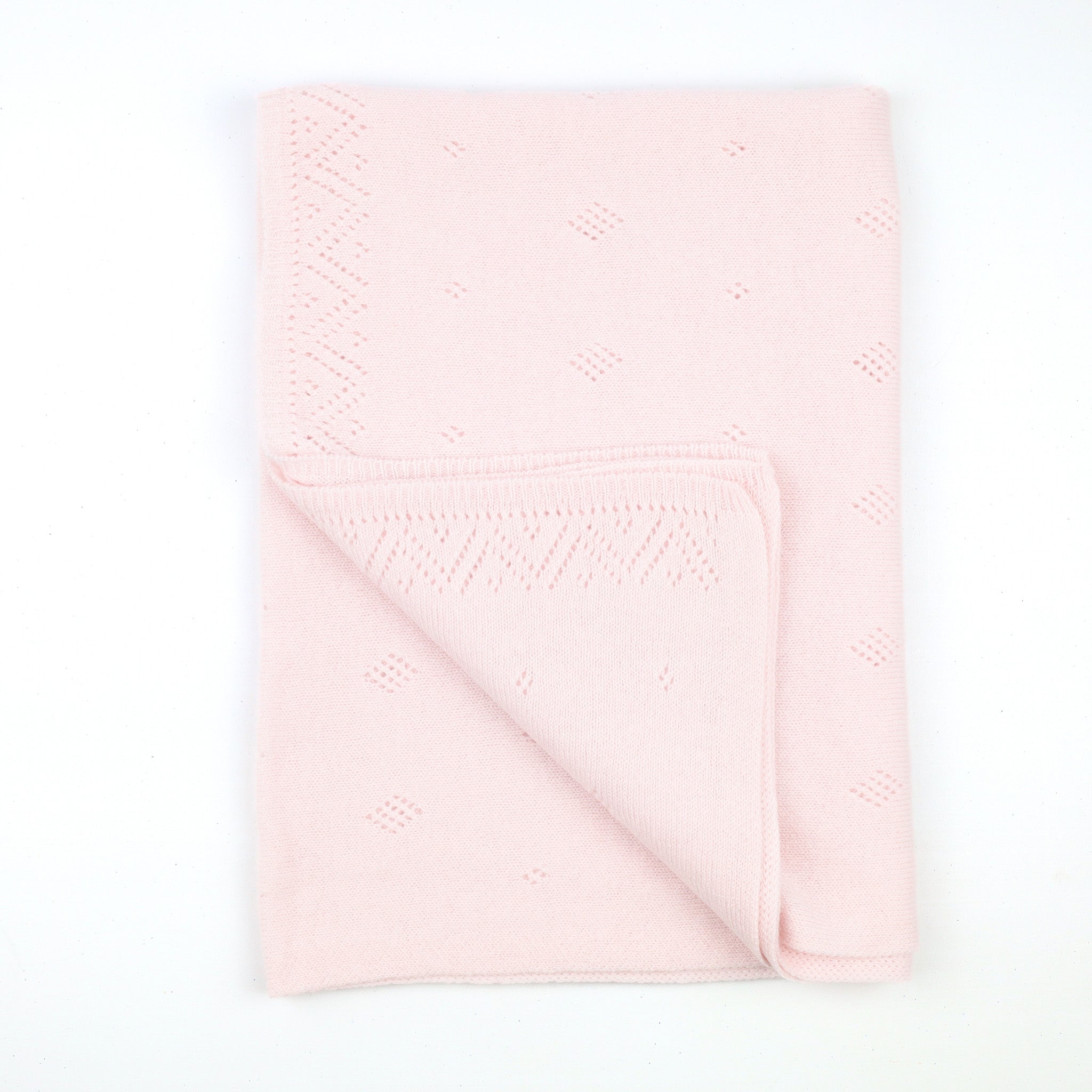 Brand New Scottish Baby Pink Pointelle Knitted Cashmere Baby Shawl