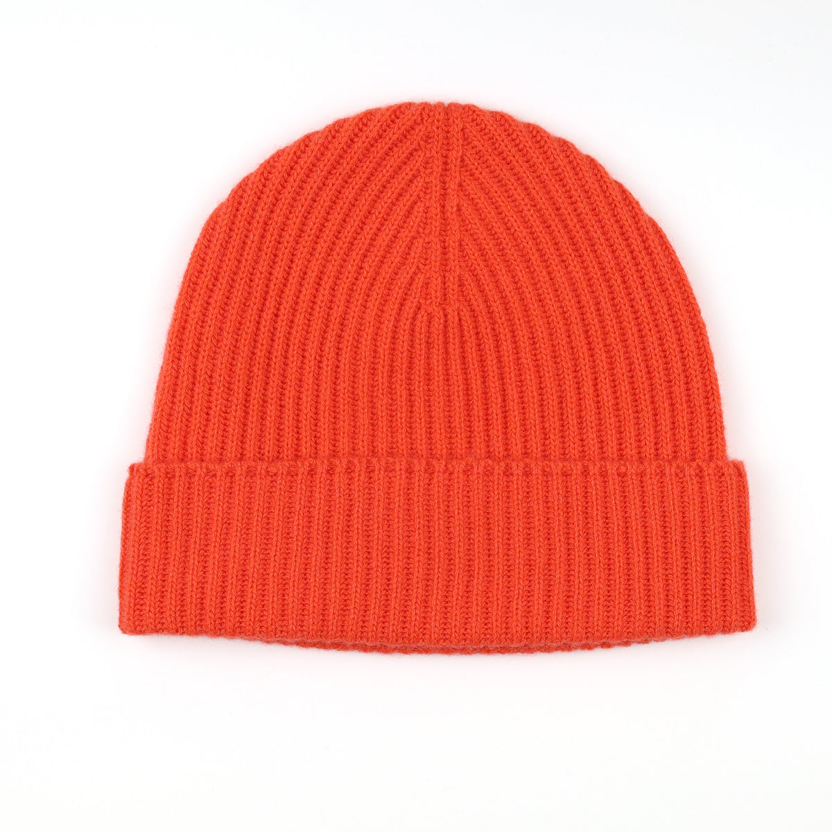 Brand New Scottish Flame Orange Rib Cashmere Beanie Hat Unisex