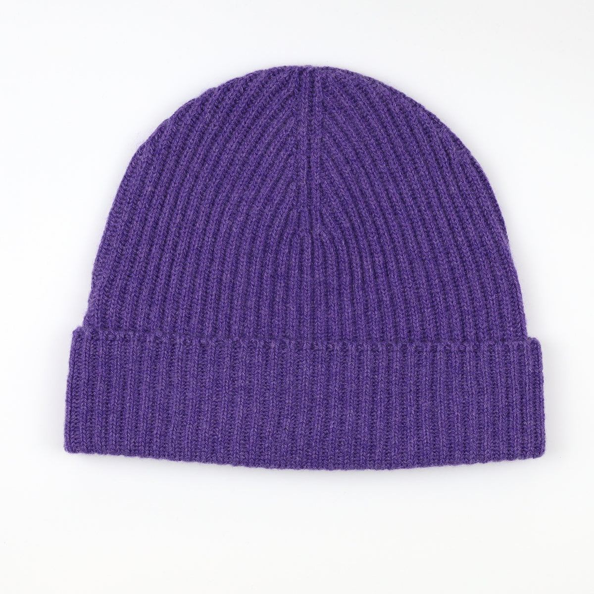 Brand New Scottish Amethyst Purple Rib Cashmere Beanie Hat Unisex