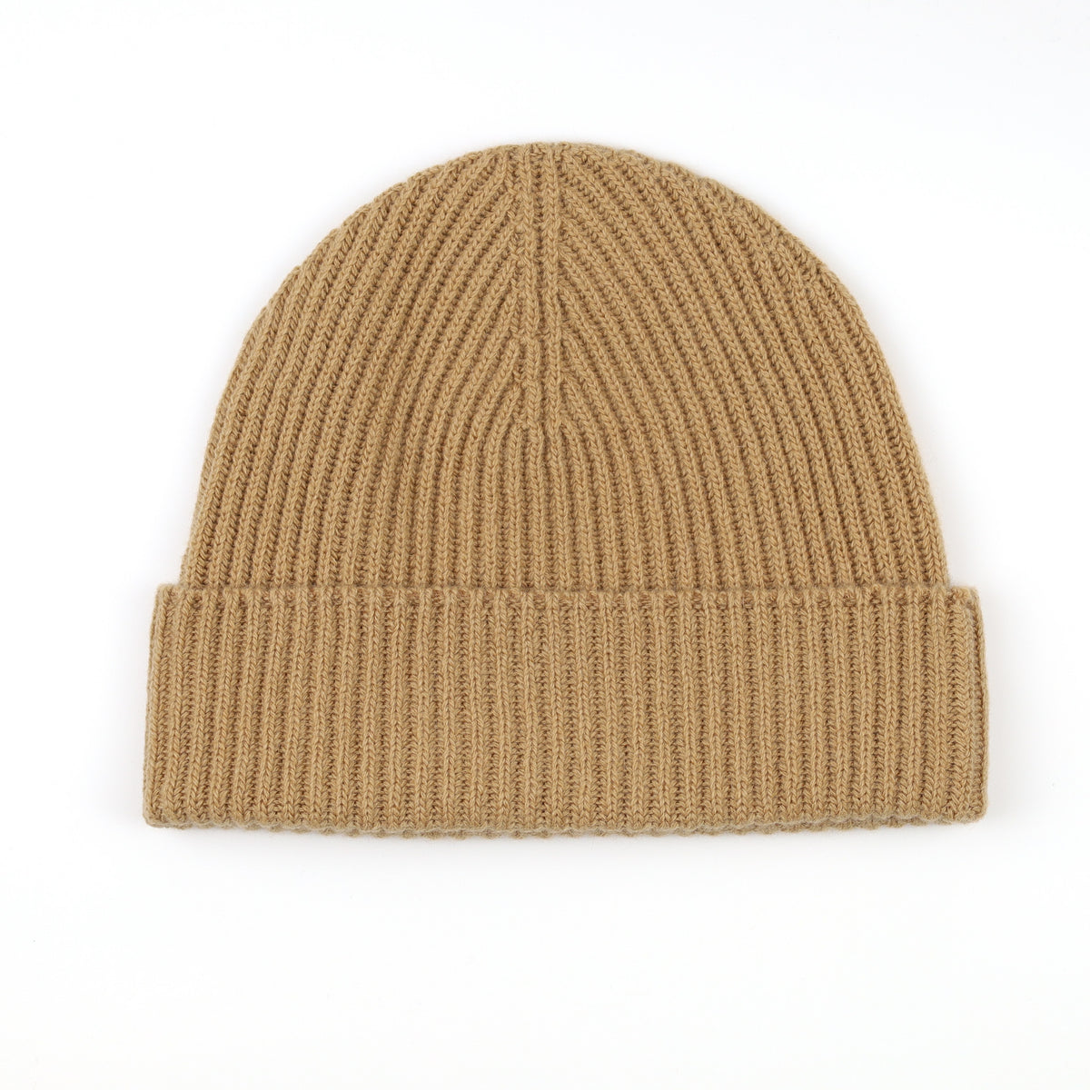 Brand New Scottish Camel Brown Rib Cashmere Beanie Hat Unisex