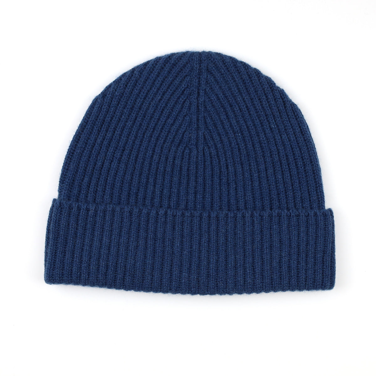 Brand New Scottish Ocean Blue Rib Cashmere Beanie Hat Unisex