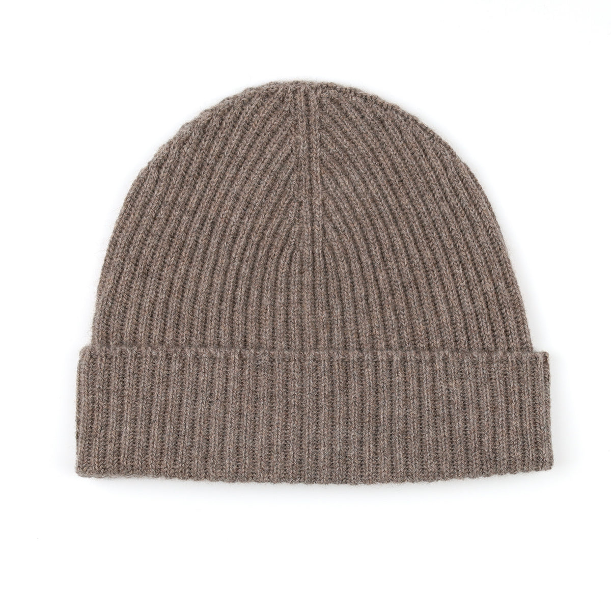 Brand New Scottish Mink Brown Rib Cashmere Beanie Hat Unisex