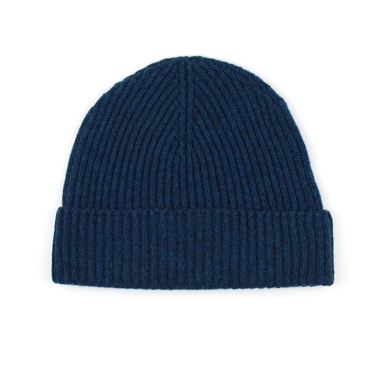 Brand New Scottish Petrol Blue Rib Cashmere Beanie Hat Unisex