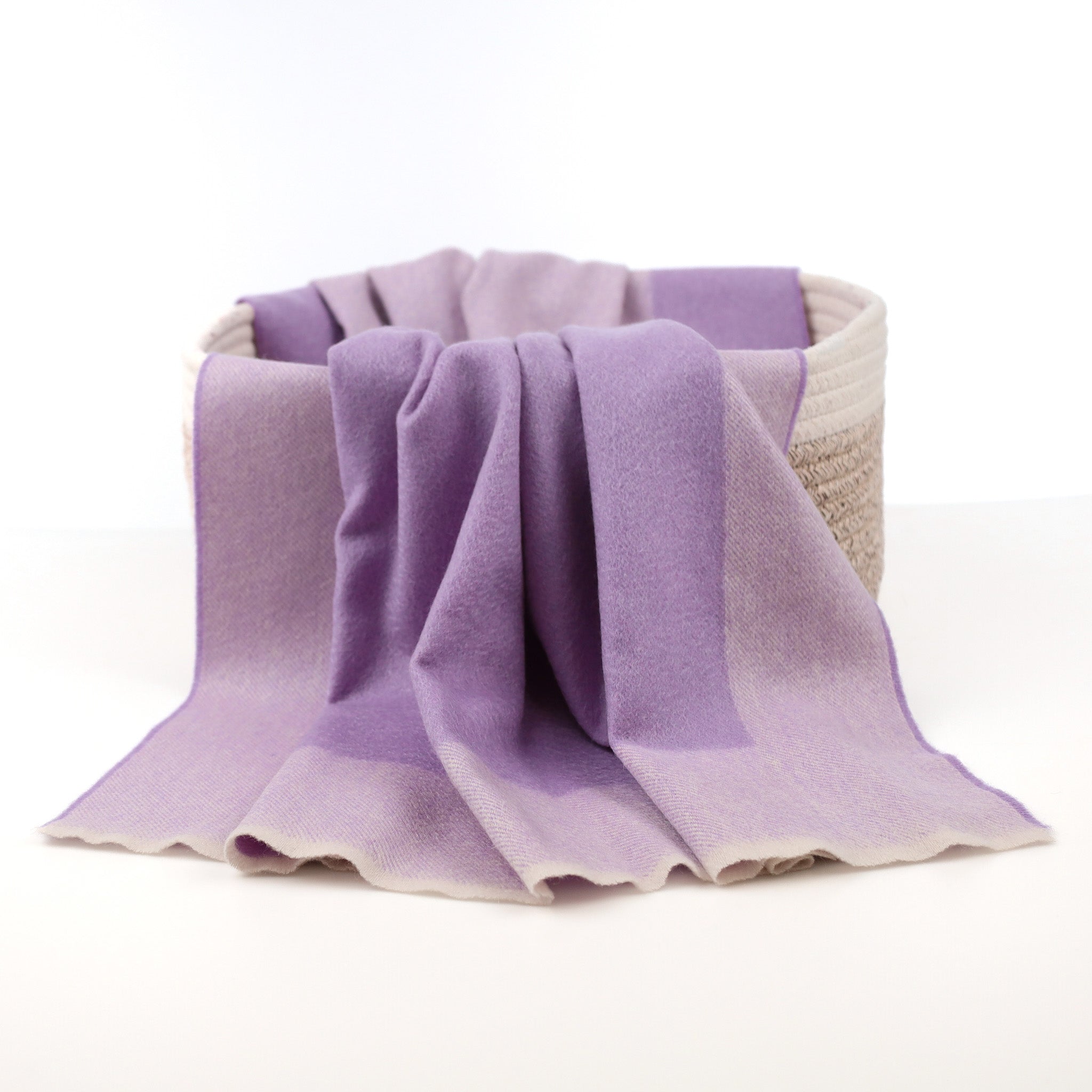Brand New Scottish Alex Begg Lavender Cashmere Woven Baby Blanket
