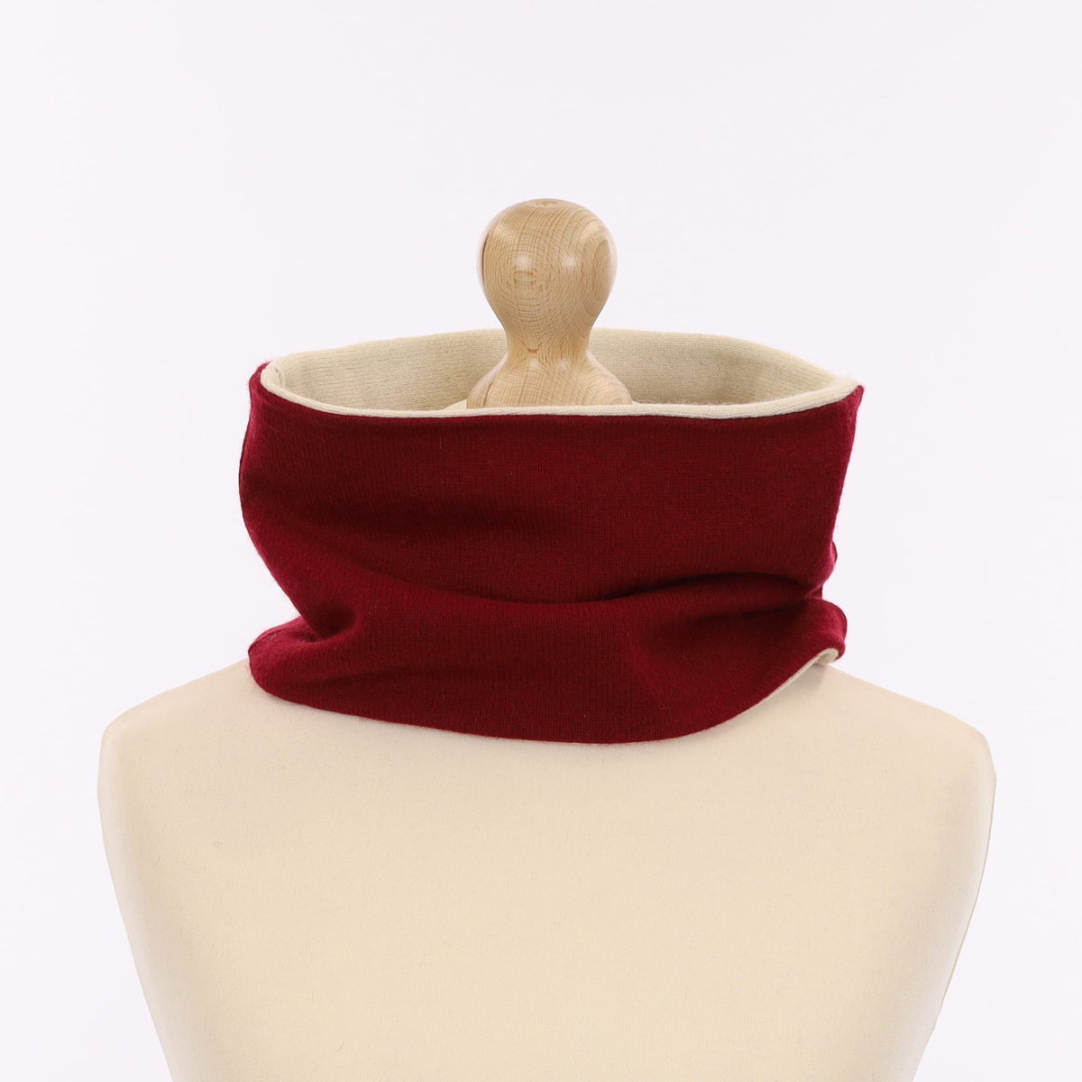Men’s Crimson Red and Cream Luxury Double Layered Snood
