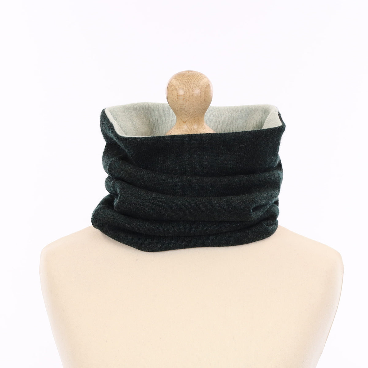 Darkest Khaki and Mint Luxury Double Layered Snood