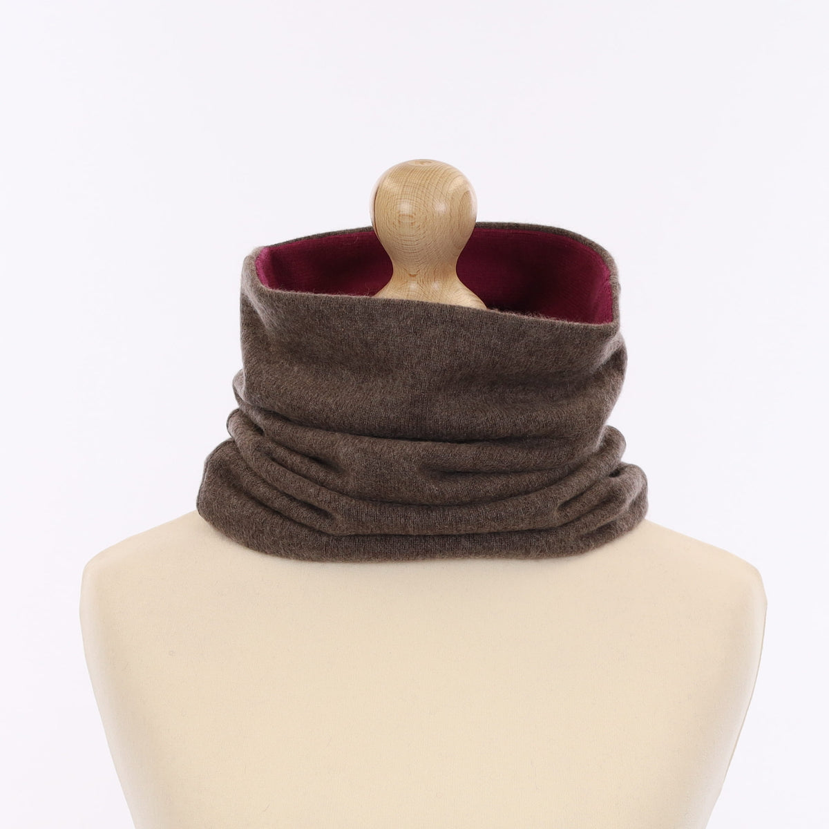 Mocha Brown and Magenta Luxury Double Layered Snood