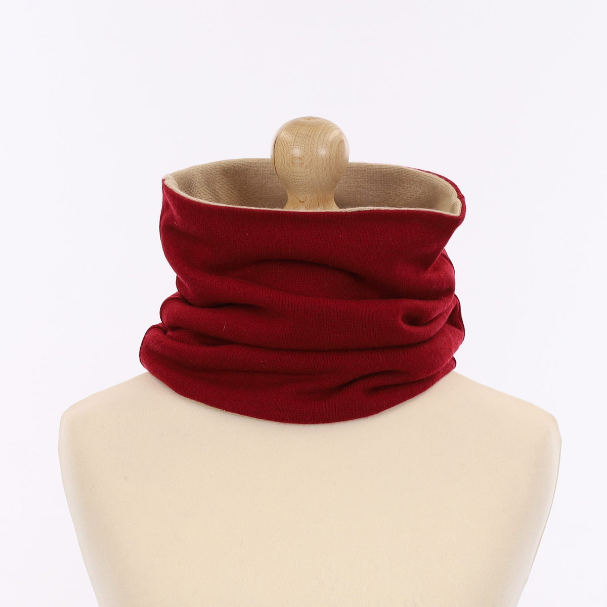 Crimson Red and Sand Luxury Double Layered Snood