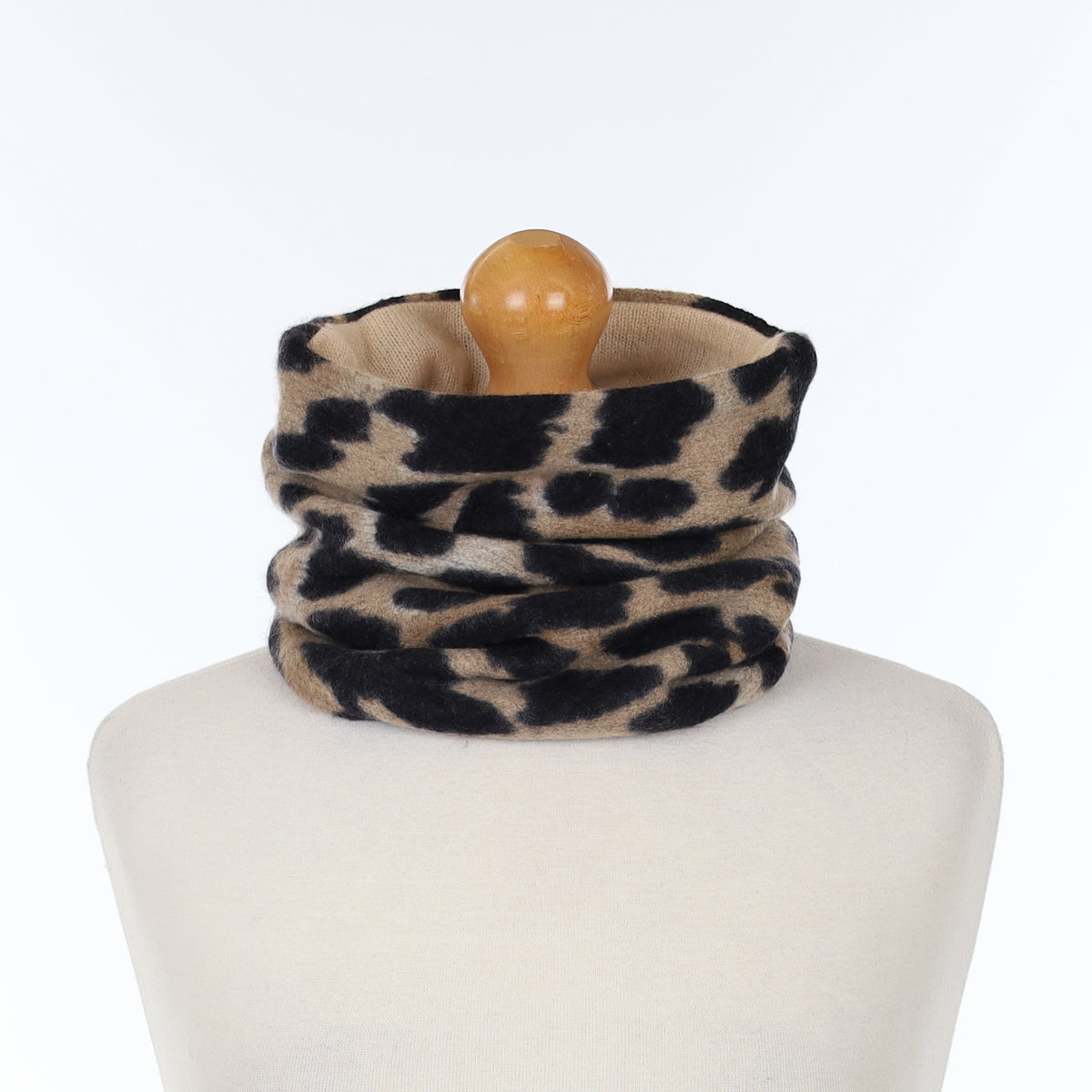 Black and Beige Animal Print Luxury Double Layered Snood