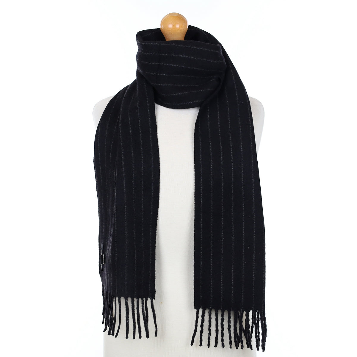 Black and Grey Pinstriped Cashmere Woven Scarf