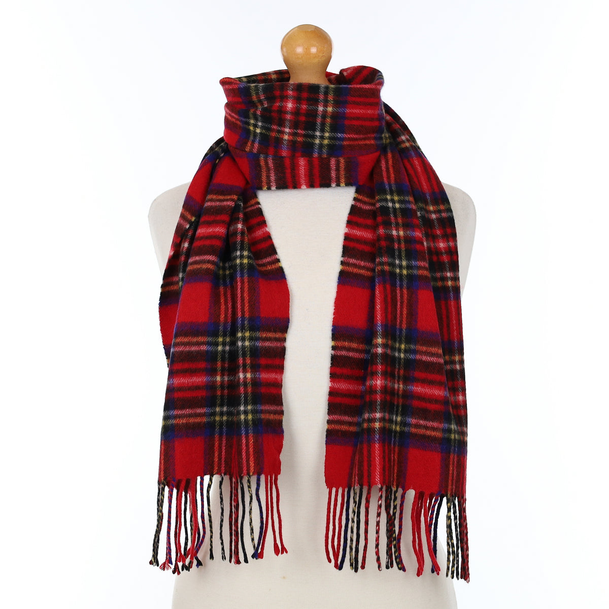 Red Tartan Cashmere Woven Scarf