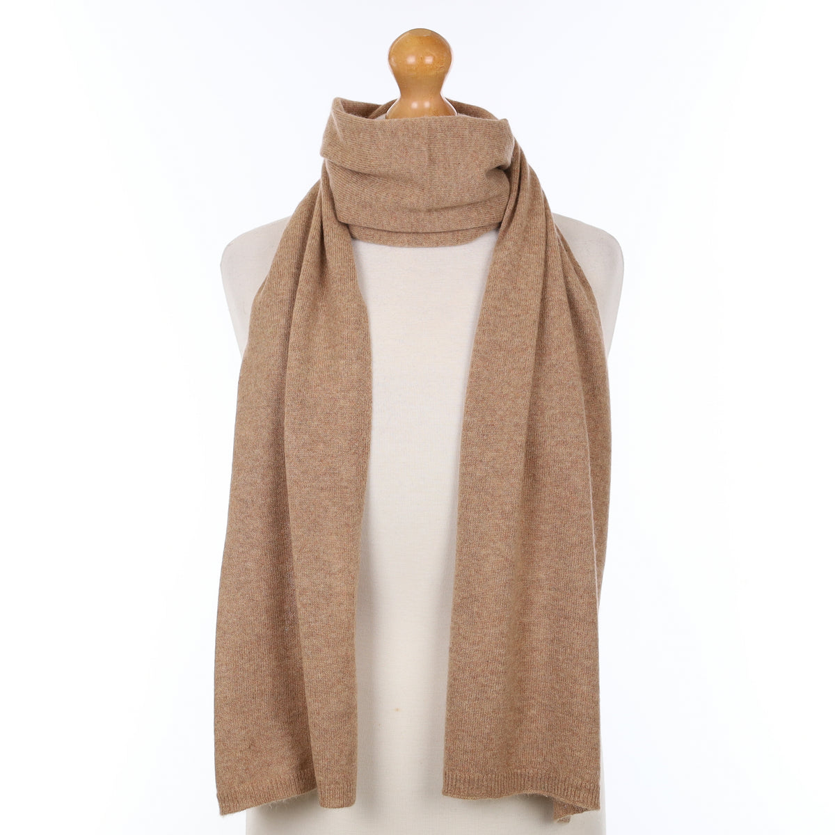 Toffee Brown Cashmere Knitted Scarf