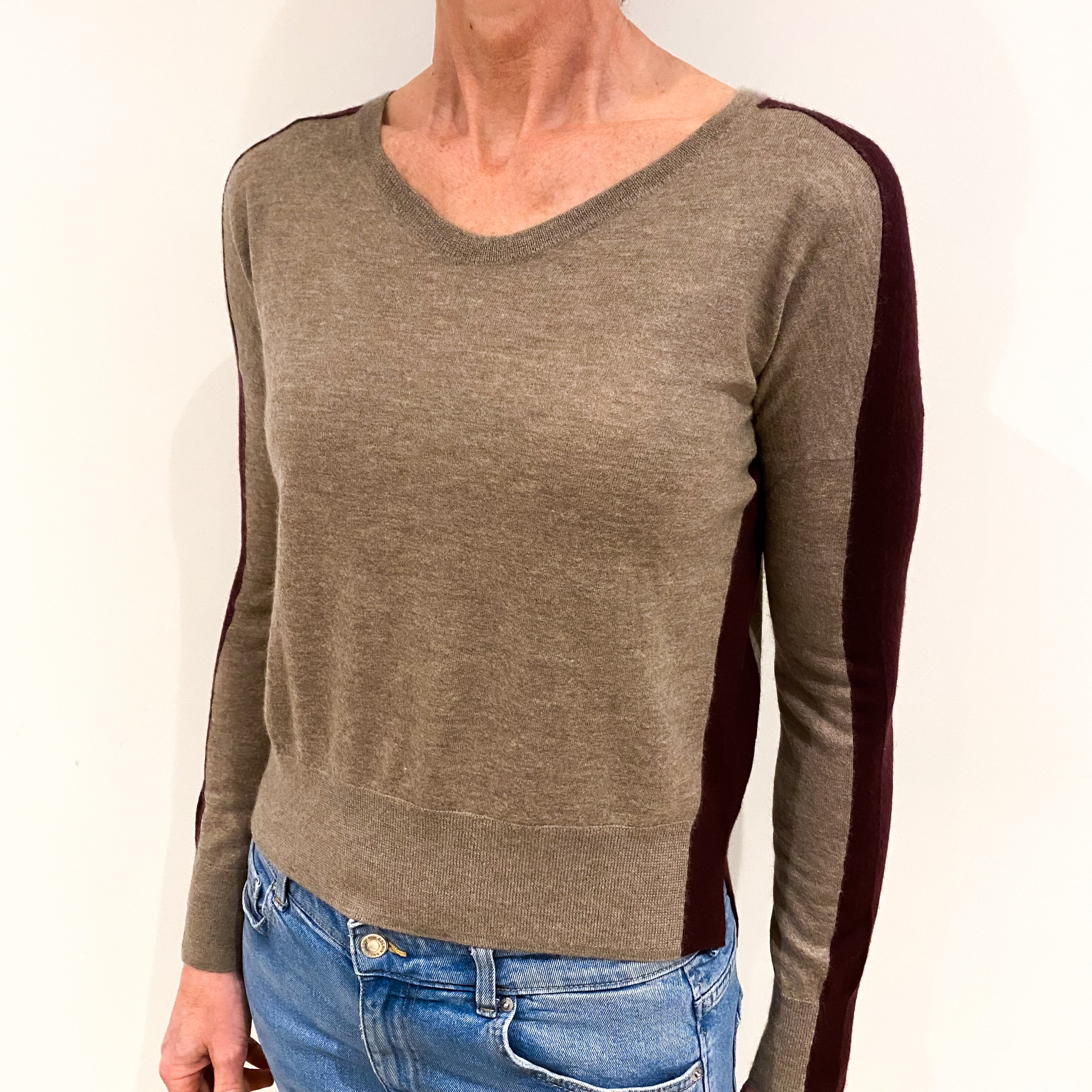 Mocha And Mulberry Cashmere Crew Neck Jumper Small