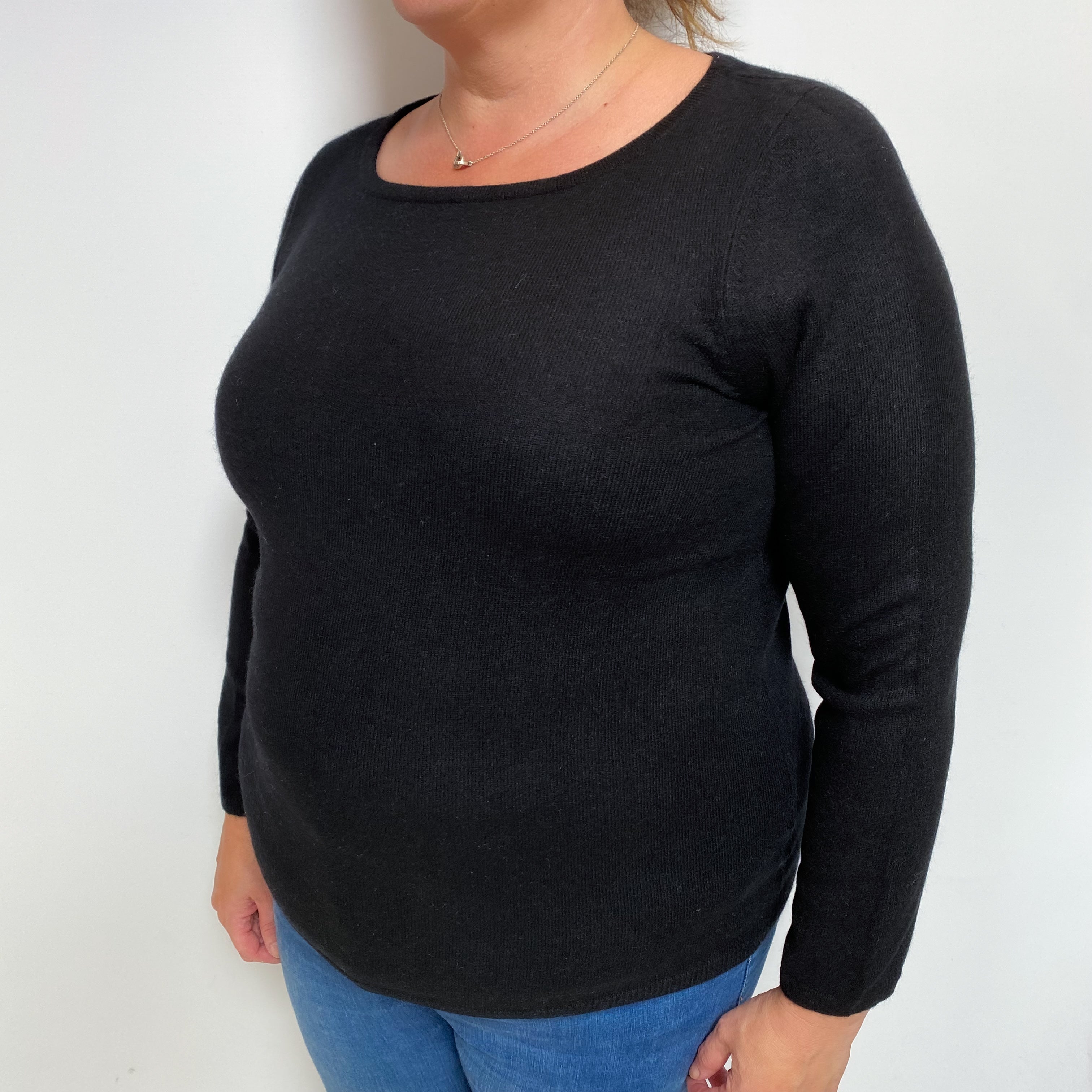 Black Cashmere Boat Neck Jumper Extra Large