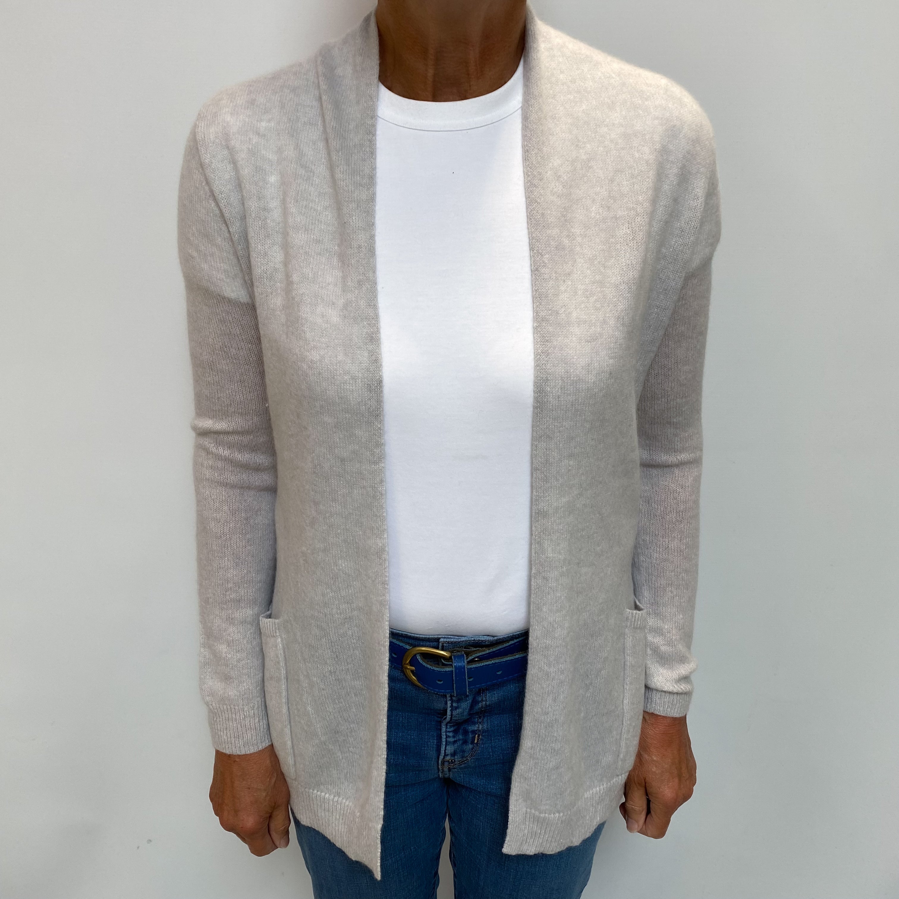 Frost Grey Cashmere Edge To Edge Cardigan Medium