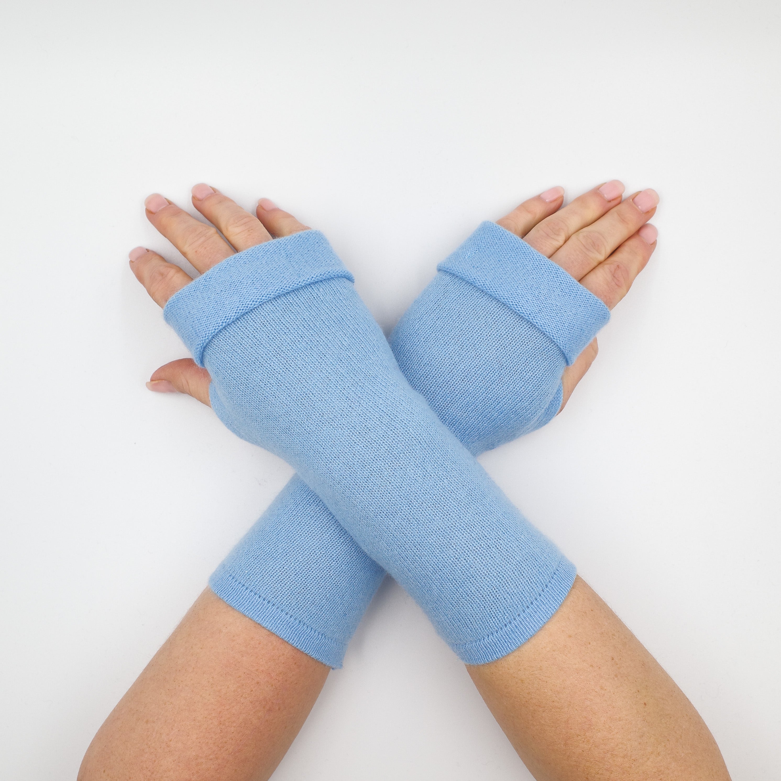 Sky Blue Fingerless Gloves