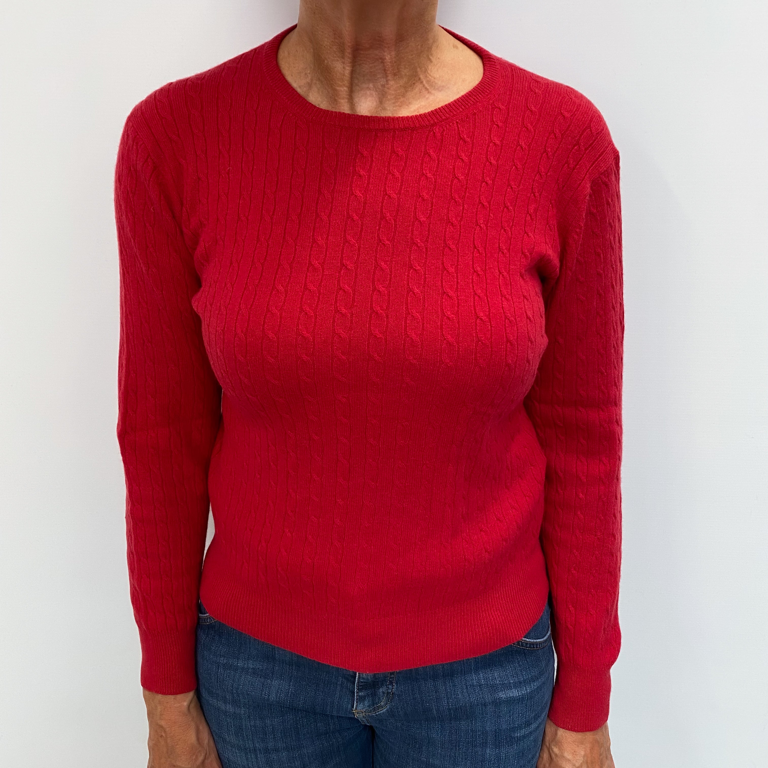 Post Box Red Cashmere Crew Neck Jumper Medium