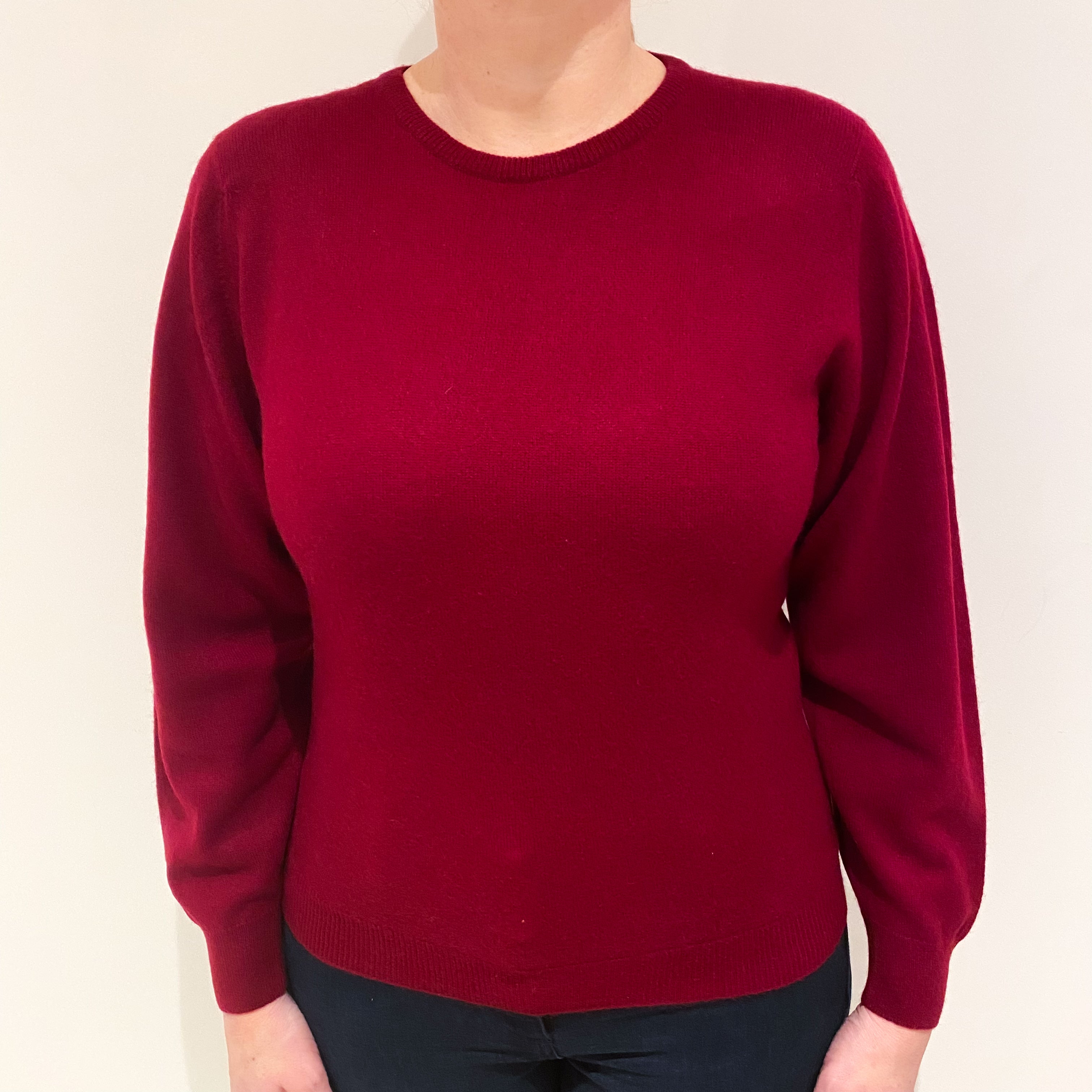 Pringle Burgundy Red Cashmere Crew Neck Jumper Large