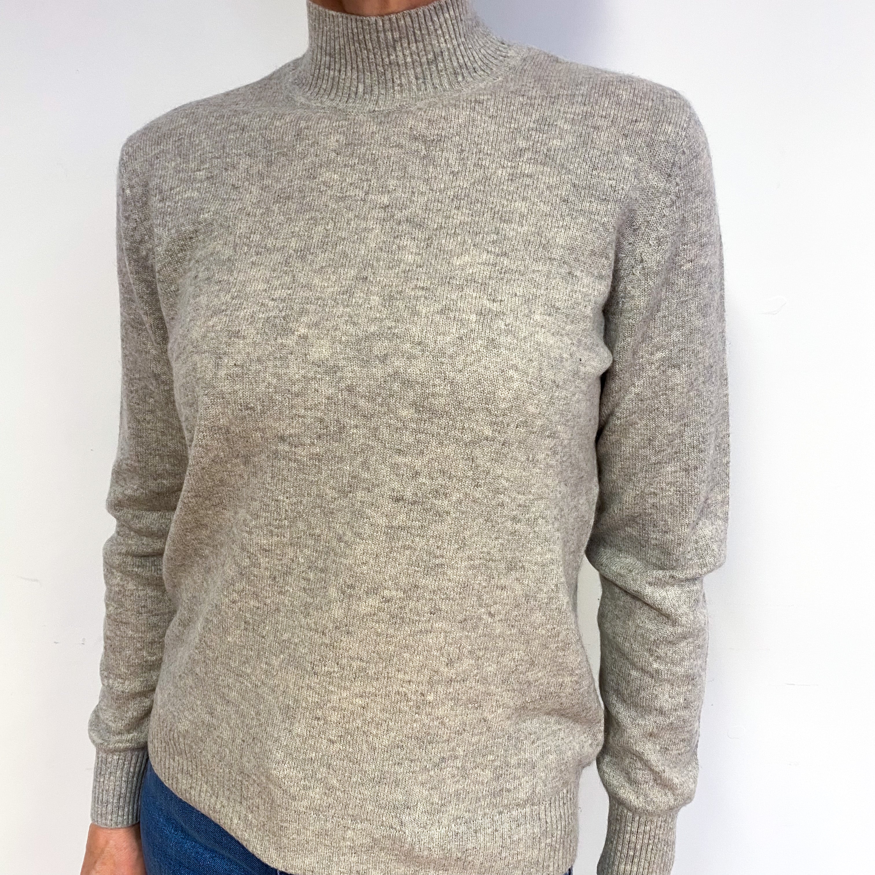 Smoke Grey Cashmere Turtle Neck Jumper Medium