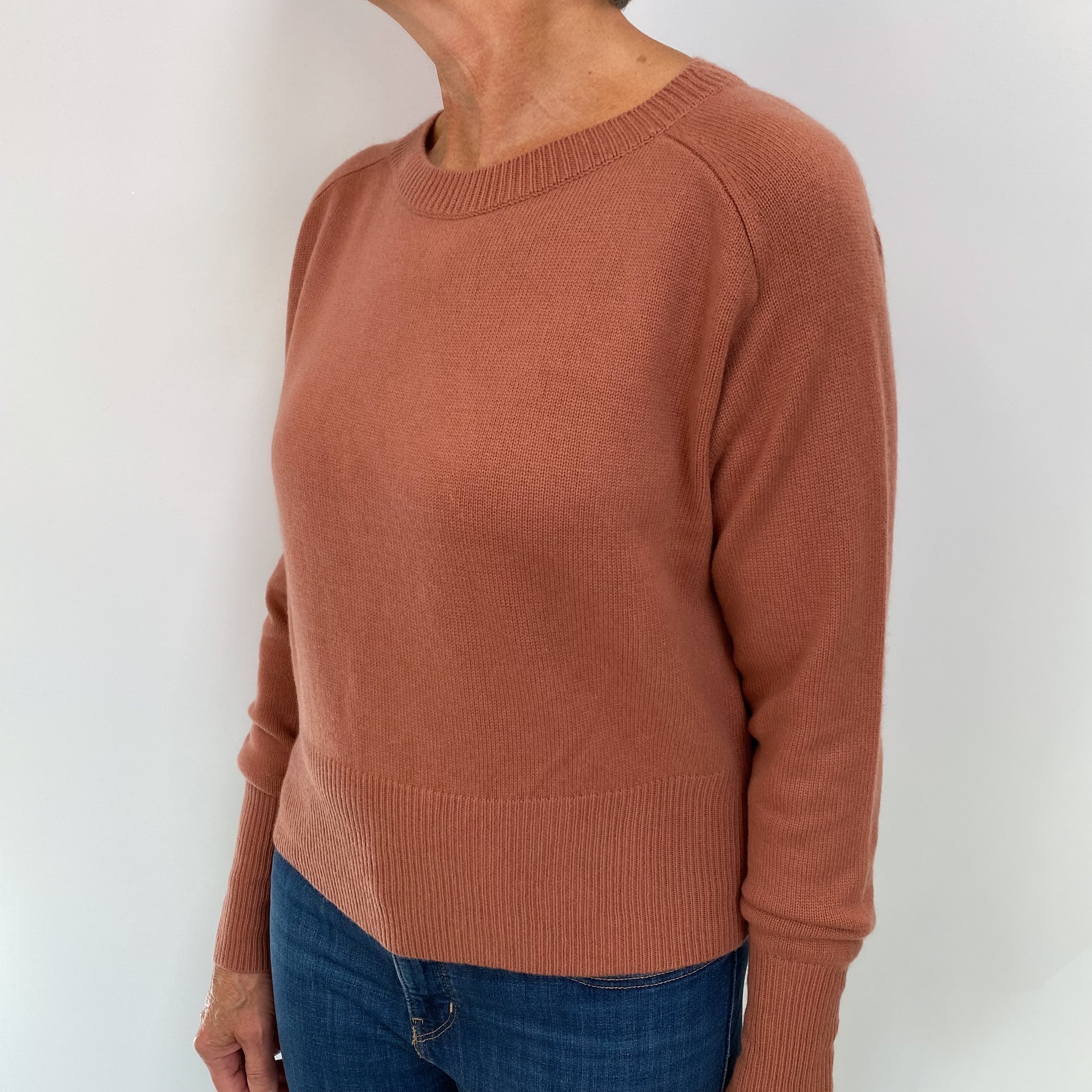 Theory Terracotta Pink Cashmere Boat Neck Jumper Medium
