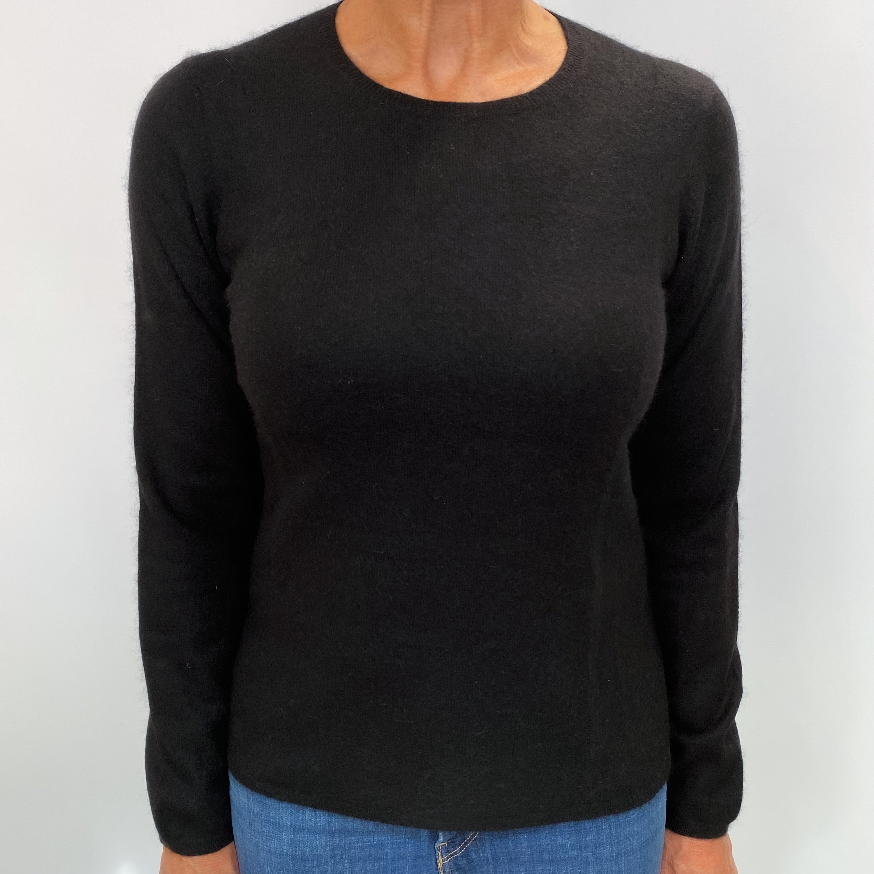 Black Cashmere Crew Neck Jumper Medium