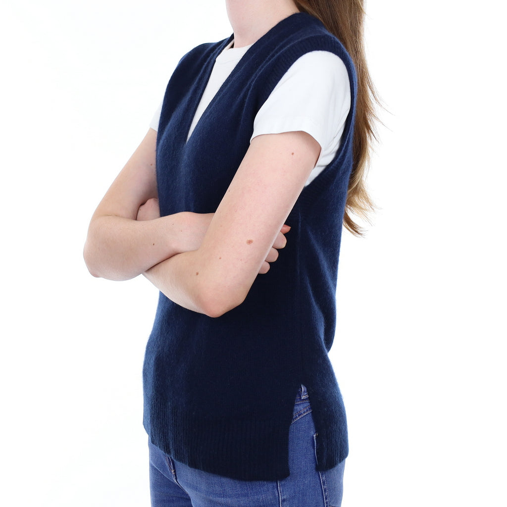 Brand New Navy Luxury Cashmere Tank Top Extra Small UK 6-8