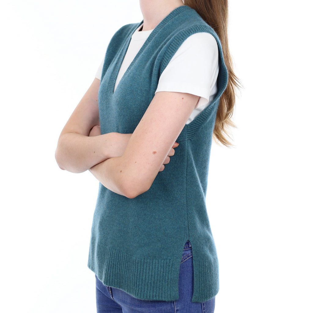 Brand New Ocean Green Luxury Cashmere Tank Top Extra Small UK 6-8