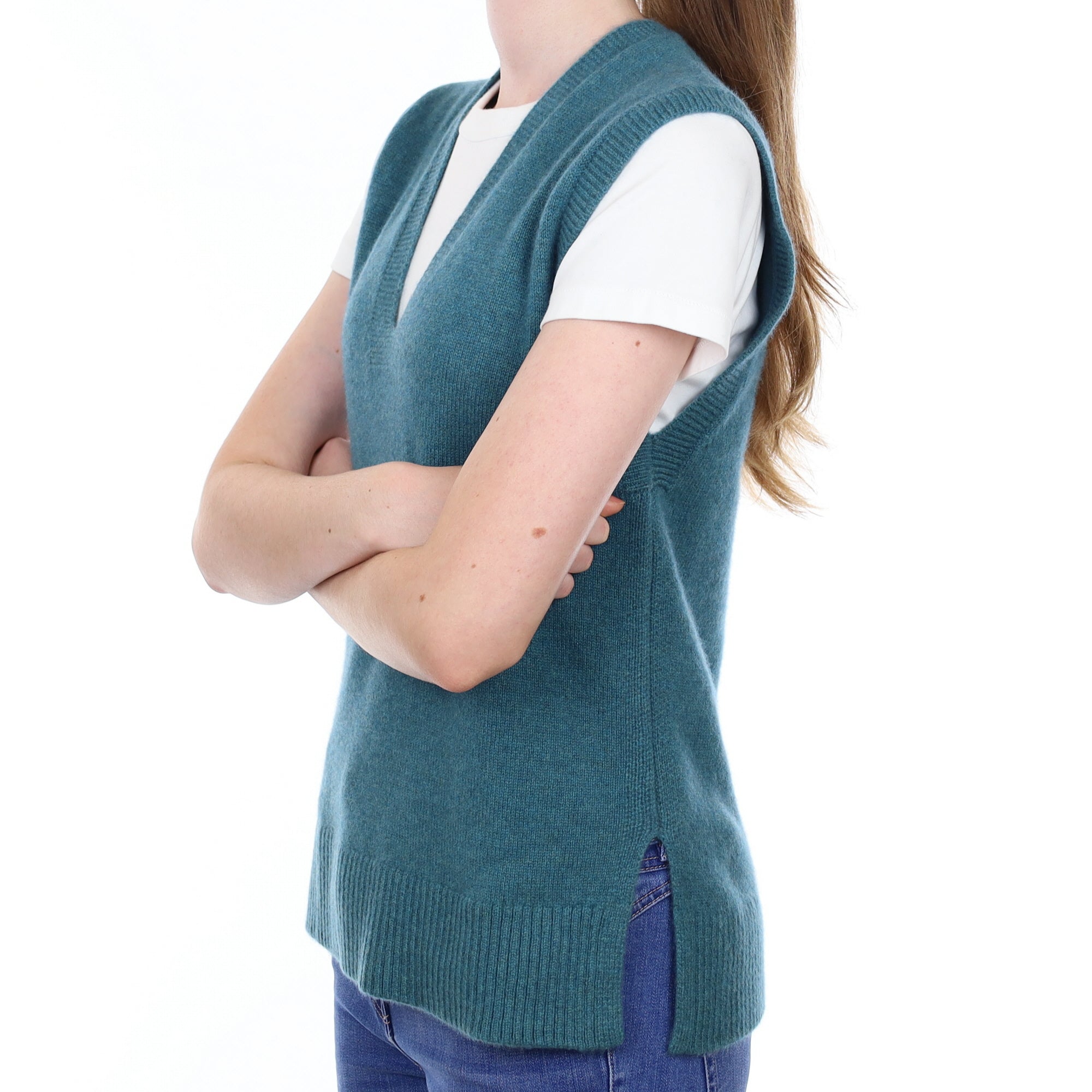 Brand New Ocean Green Luxury Cashmere Tank Top Extra Small UK 6-8