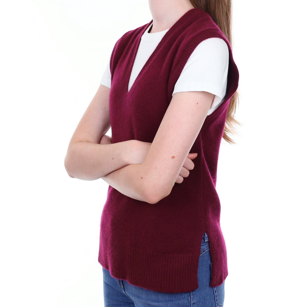 Brand New Rich Wine Luxury Cashmere Tank Top Extra Small UK 6-8