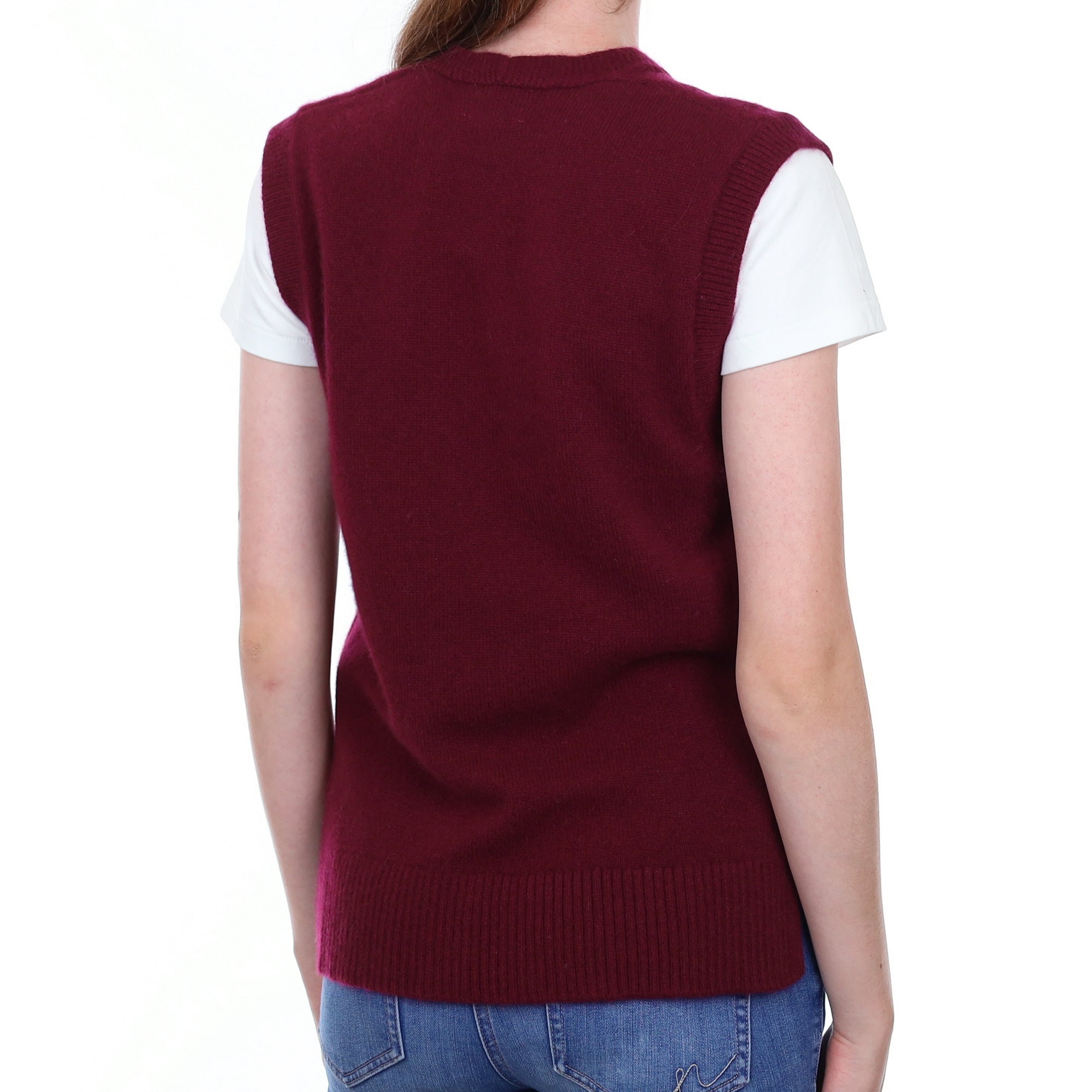 Brand New Rich Wine Luxury Cashmere Tank Top Extra Small UK 6-8