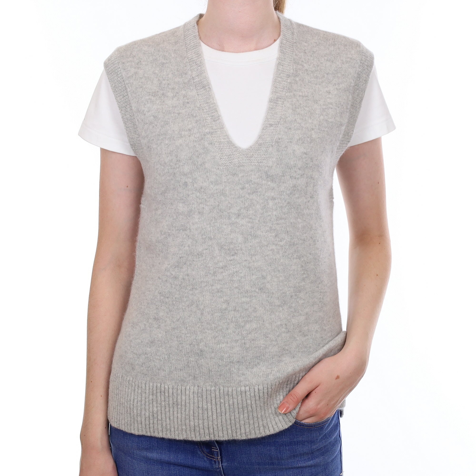 Brand New Mist Grey Luxury Cashmere Tank Top Extra Small UK 6-8