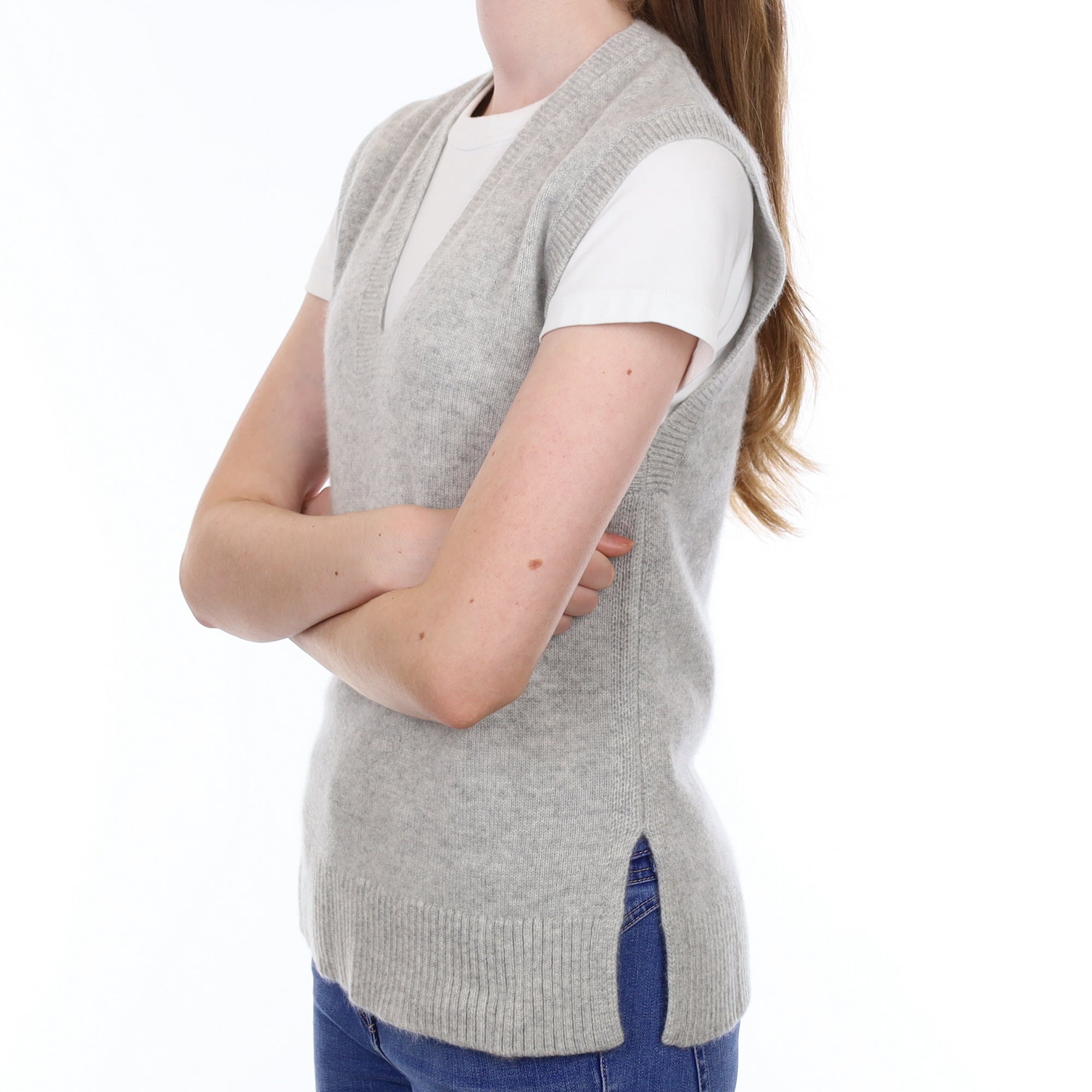 Brand New Mist Grey Luxury Cashmere Tank Top Extra Small UK 6-8