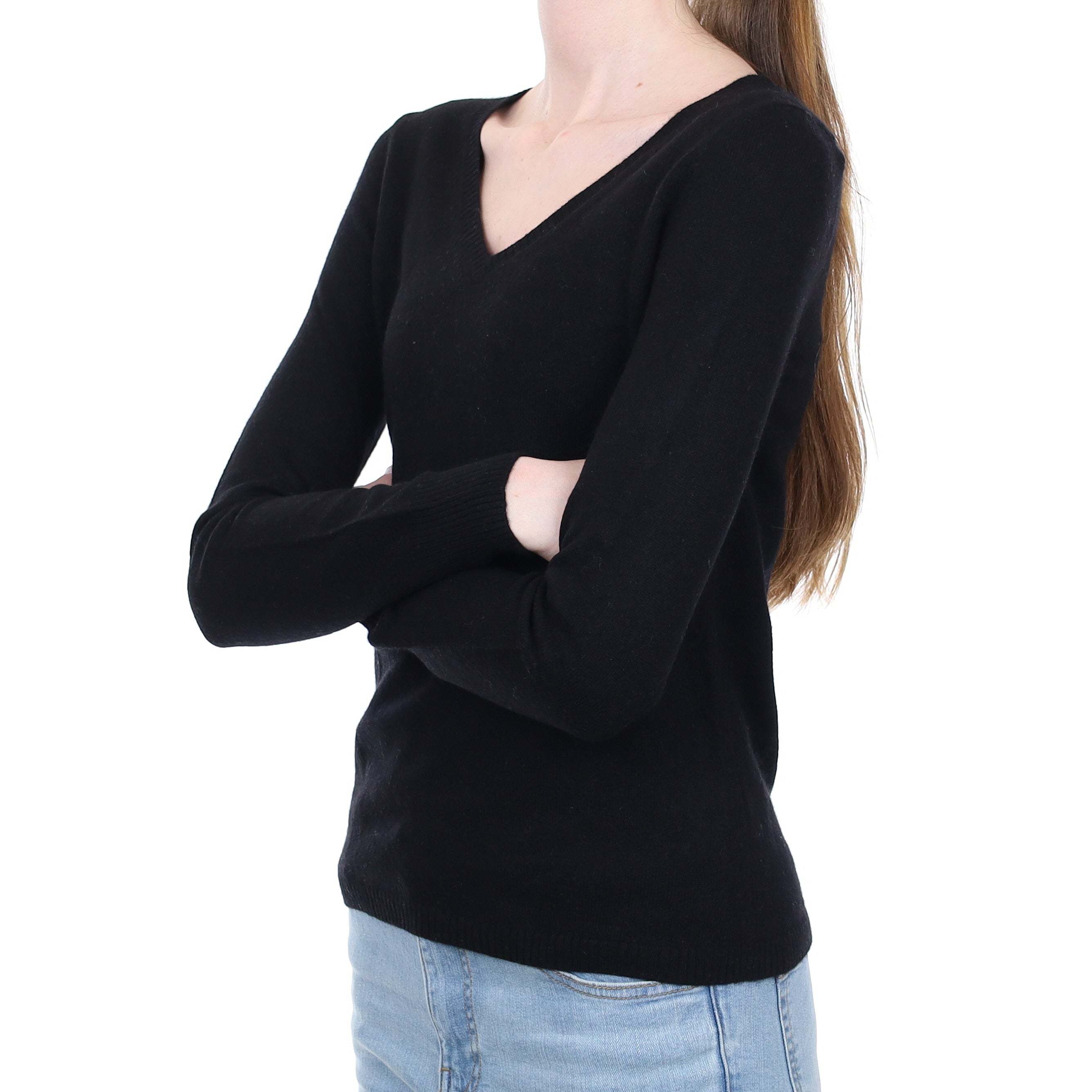 Black Cashmere V Neck Jumper Extra Small