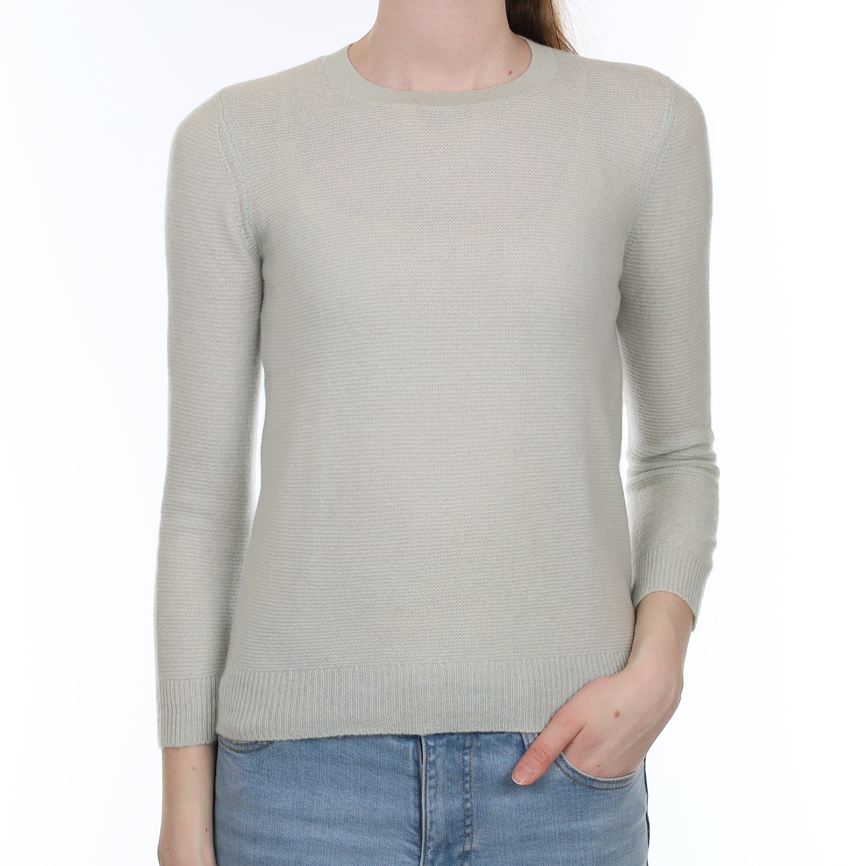 Theory Opal Green Cashmere Crew Neck Jumper Extra Small