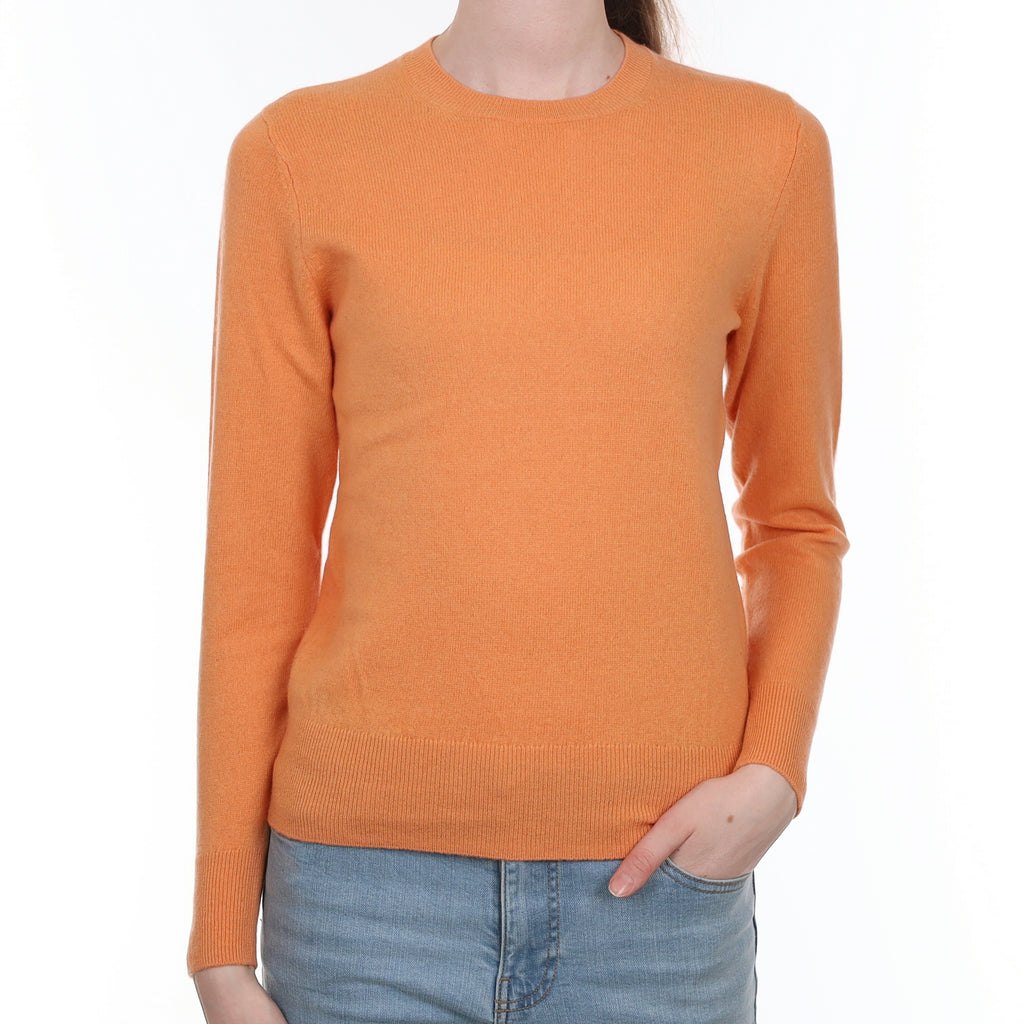 Sunset Orange Cashmere Crew Neck Jumper Extra Small