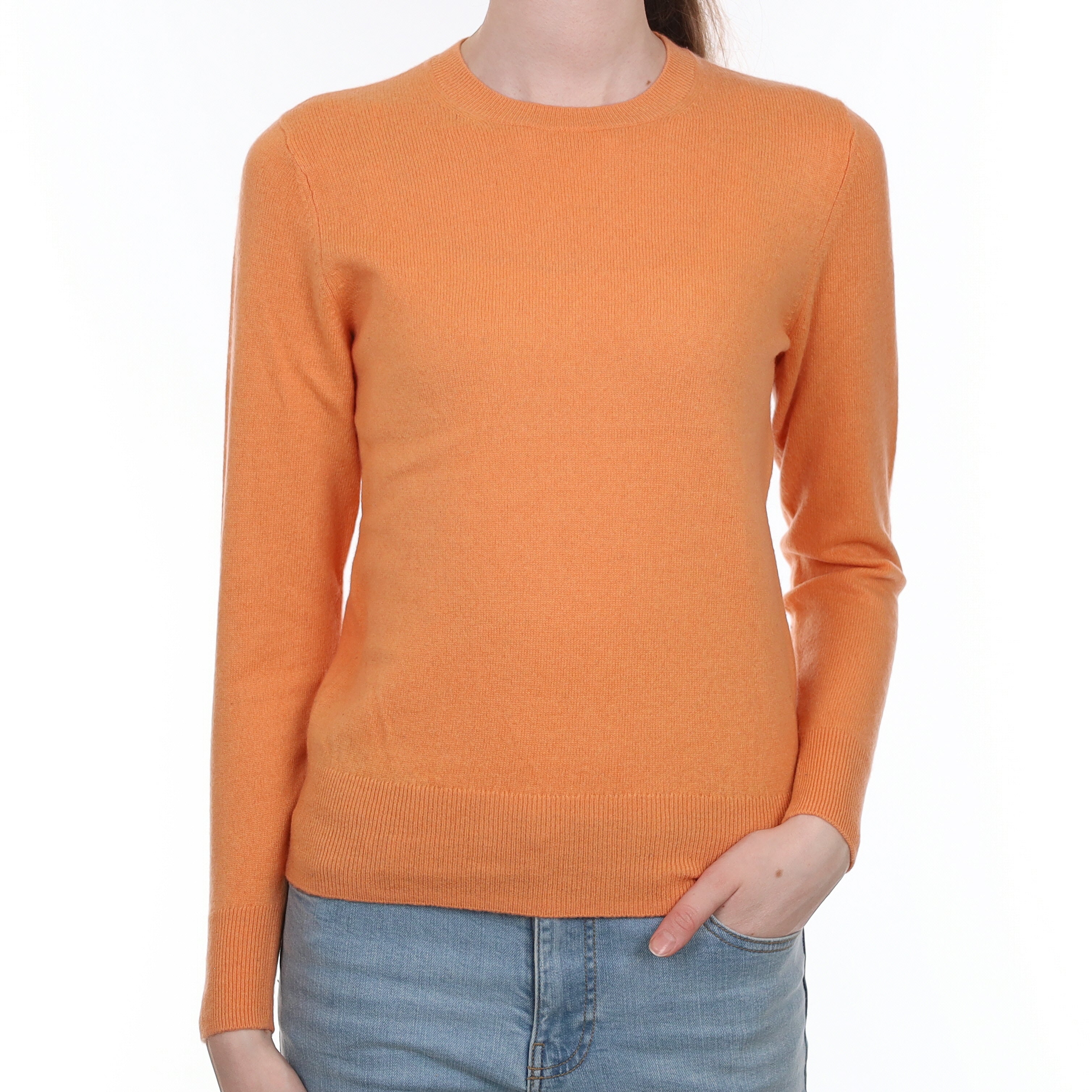 Sunset Orange Cashmere Crew Neck Jumper Extra Small