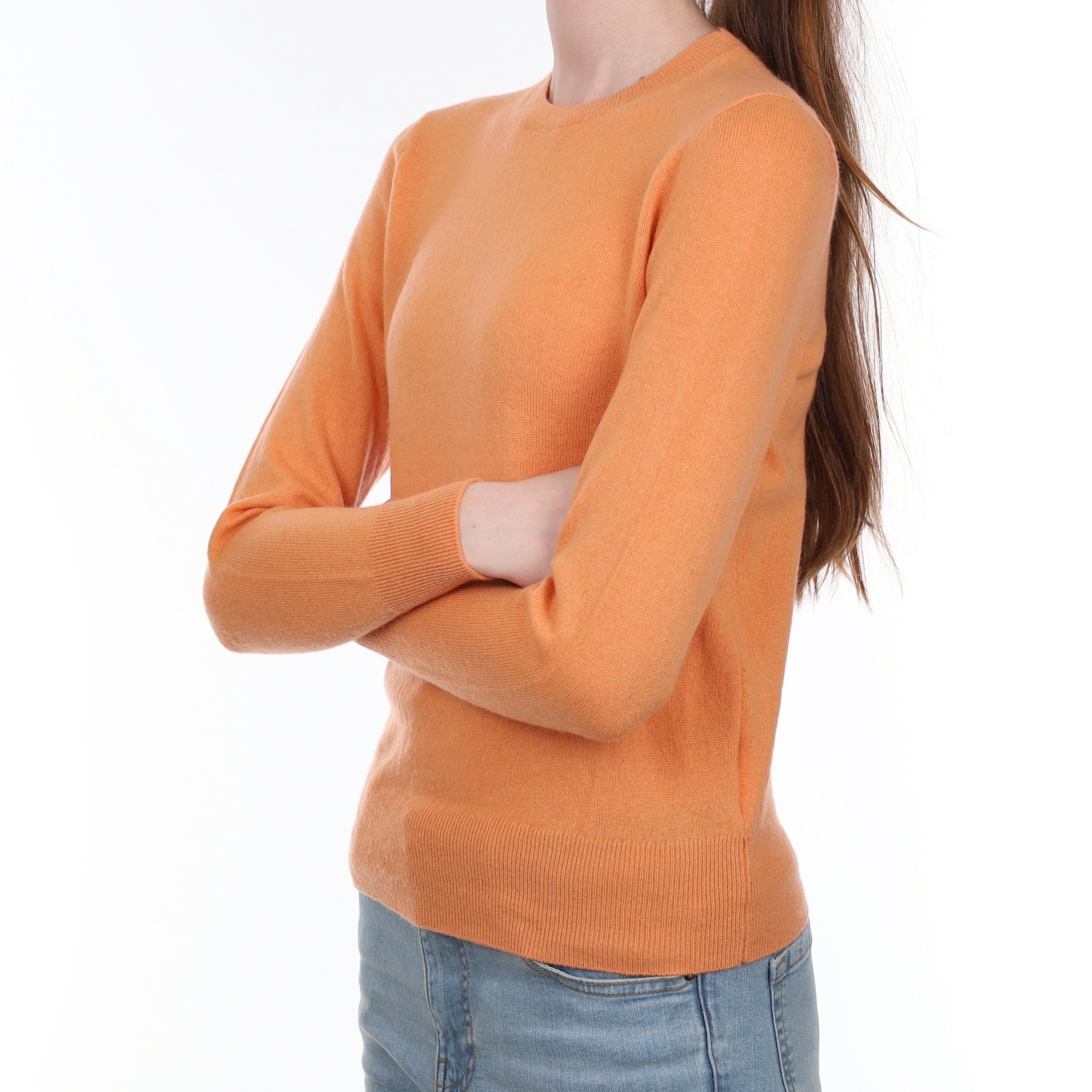 Sunset Orange Cashmere Crew Neck Jumper Extra Small