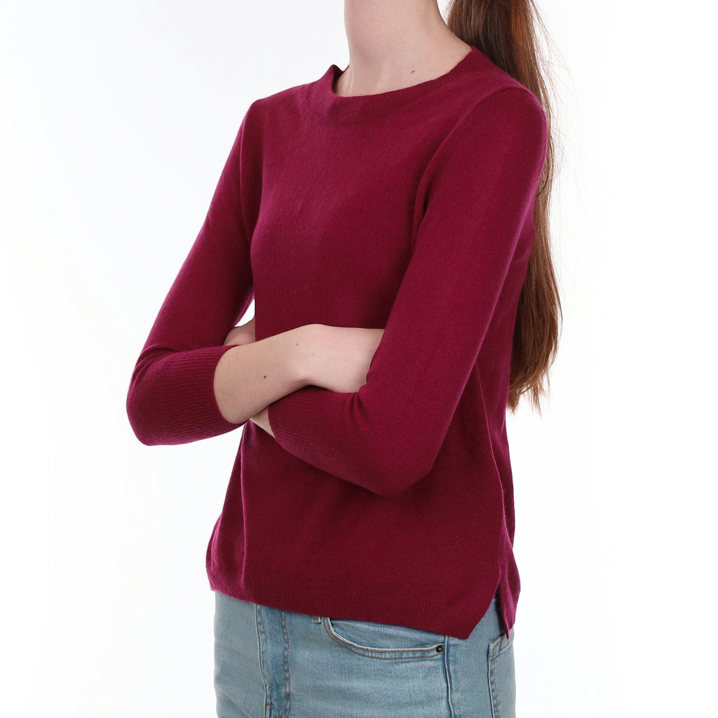 Wine Red Cashmere Crew Neck Jumper Extra Small